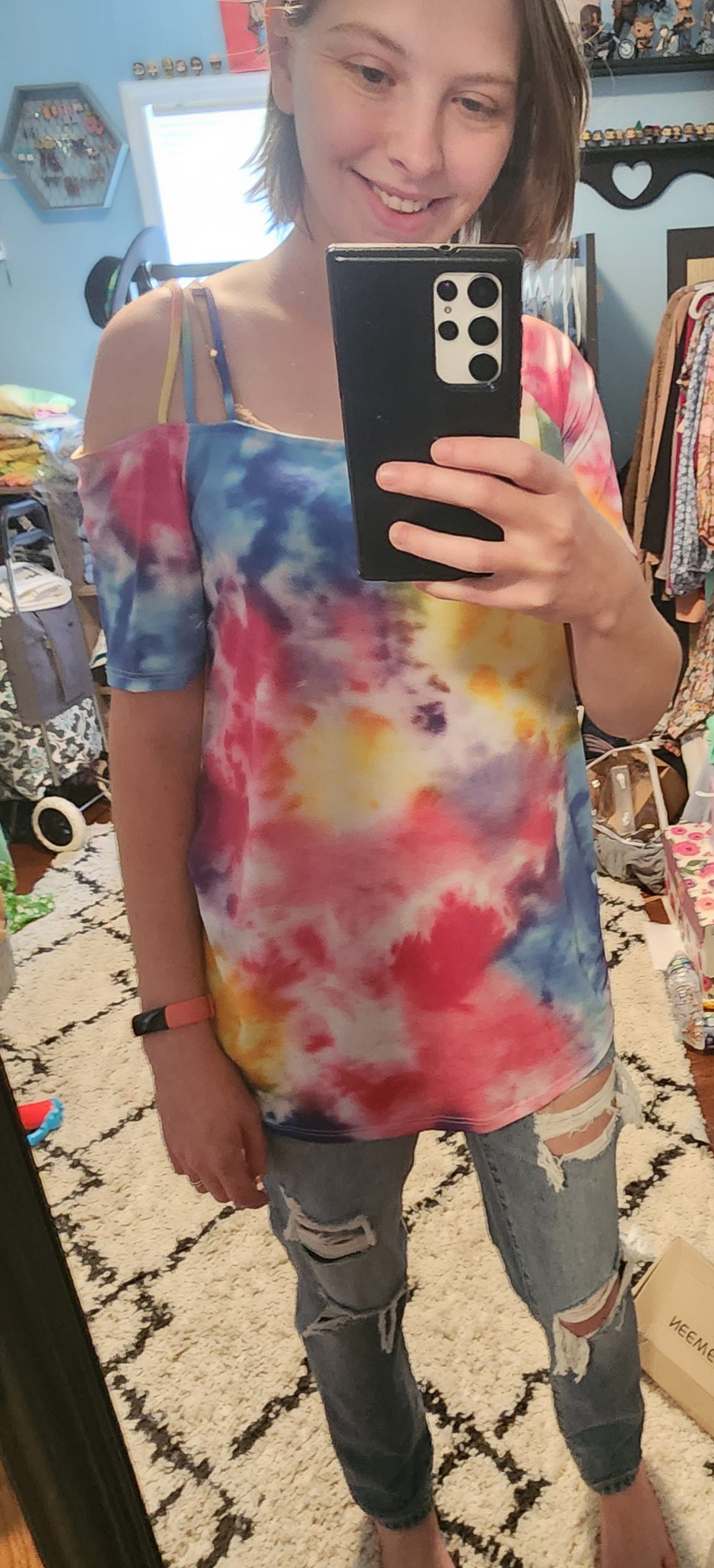 Tie Dye 3 Strap Tunic Top