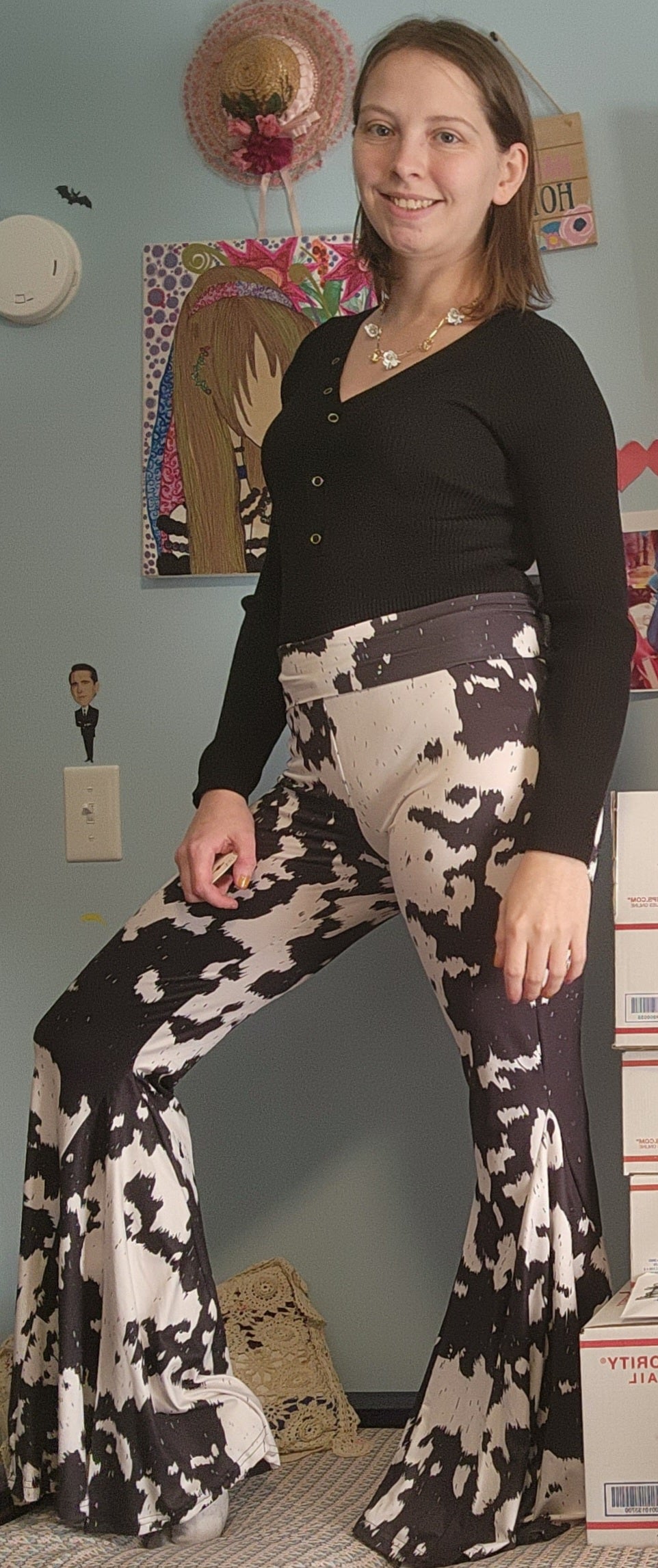 Stretchy Cow Print Bellbottoms