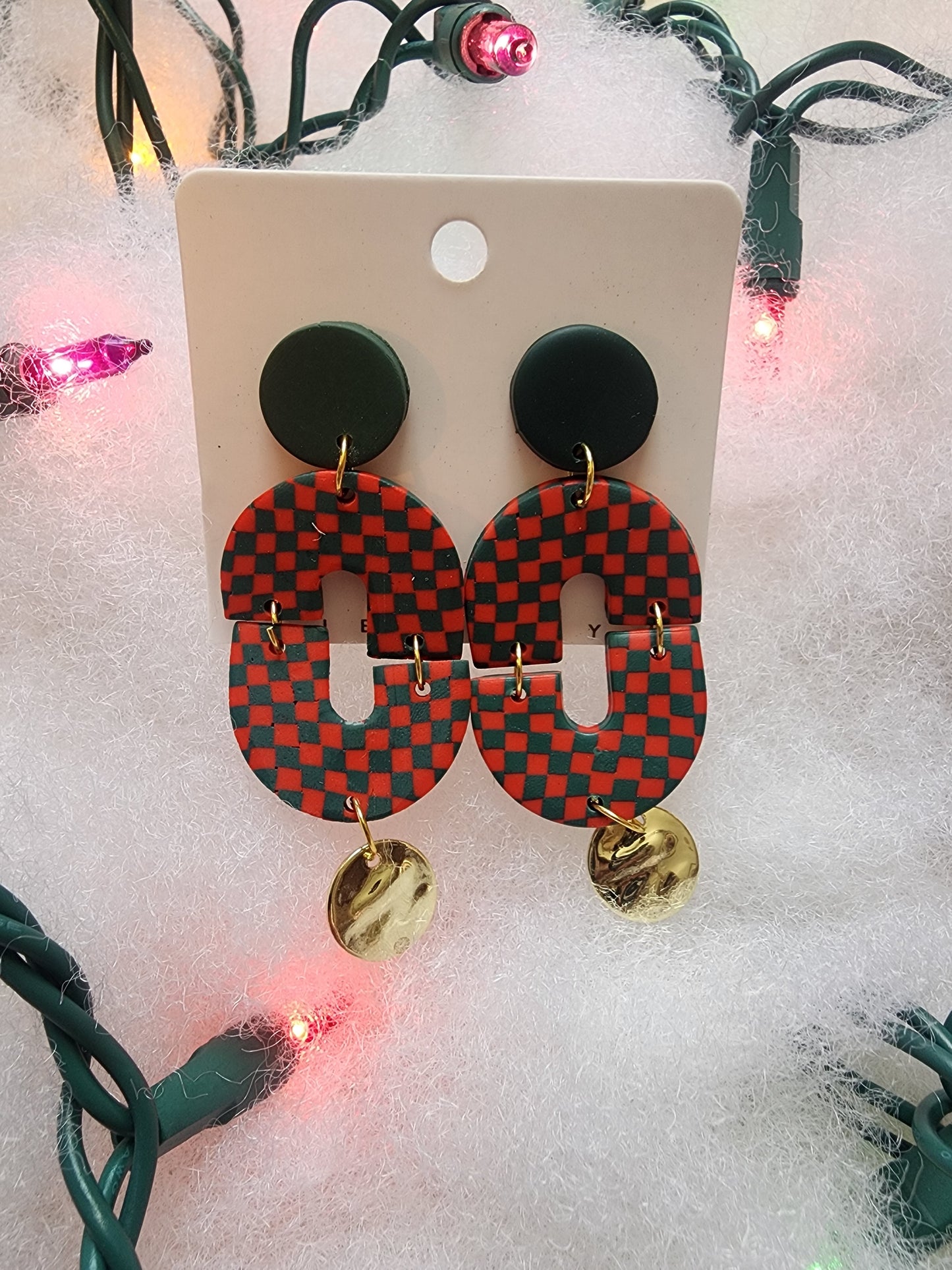 "Morgan" Plaid Christmas Earrings