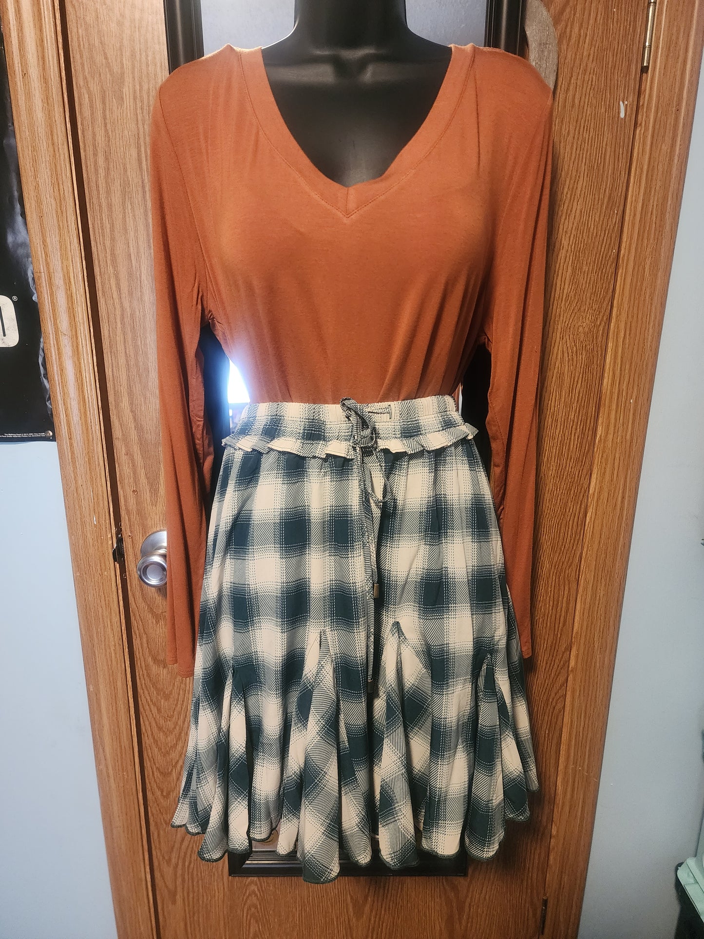"Kristin" Green Plaid Skirt