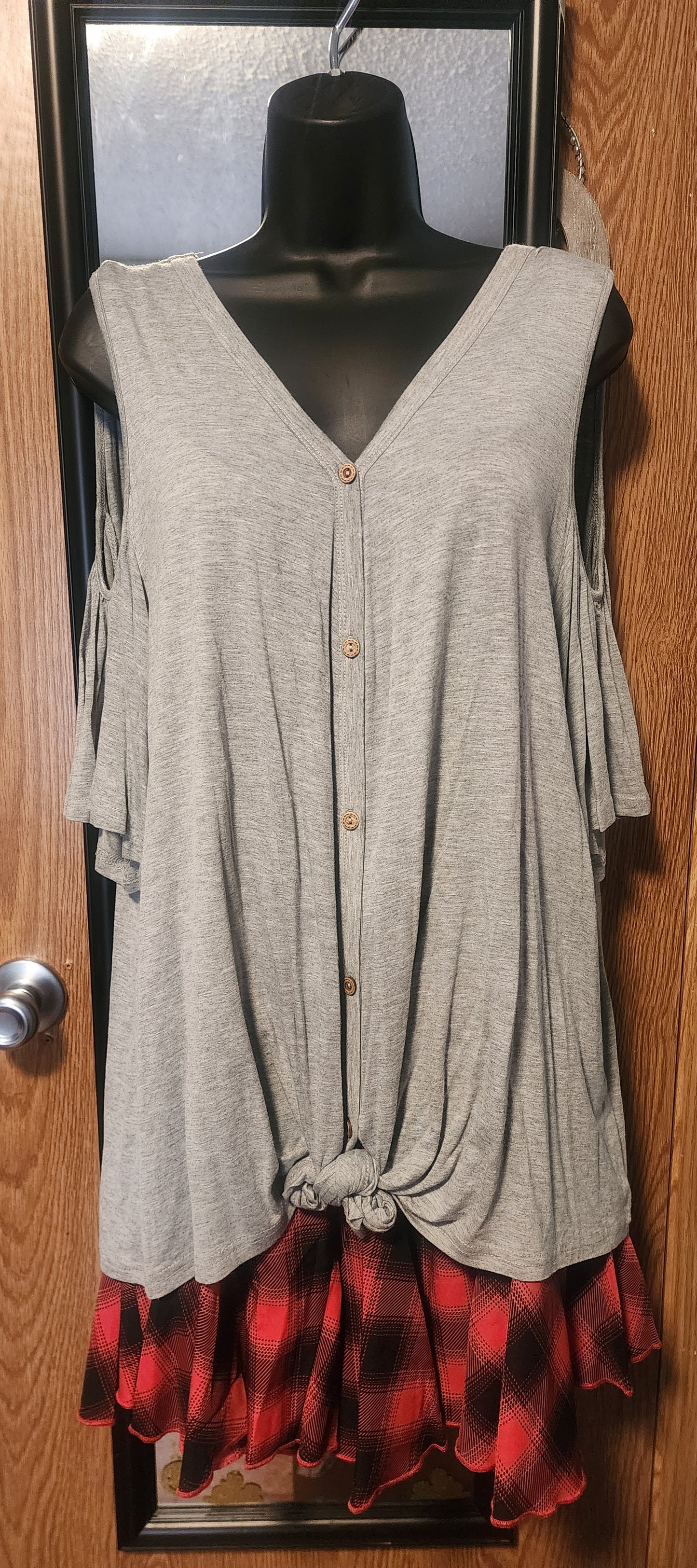 "Heaven" Grey Cold Shoulder Top