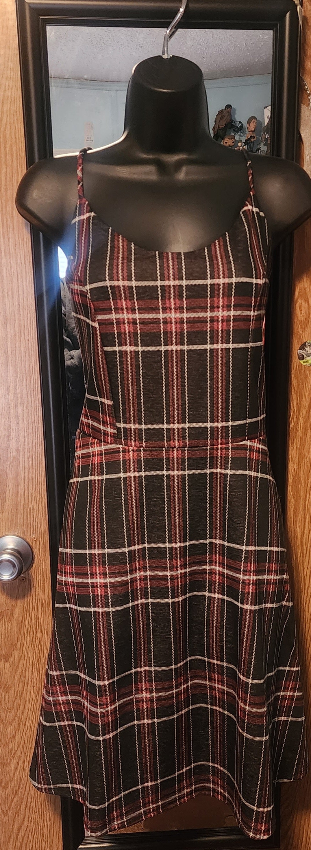 "Pam" Plaid Dress with Mesh Top