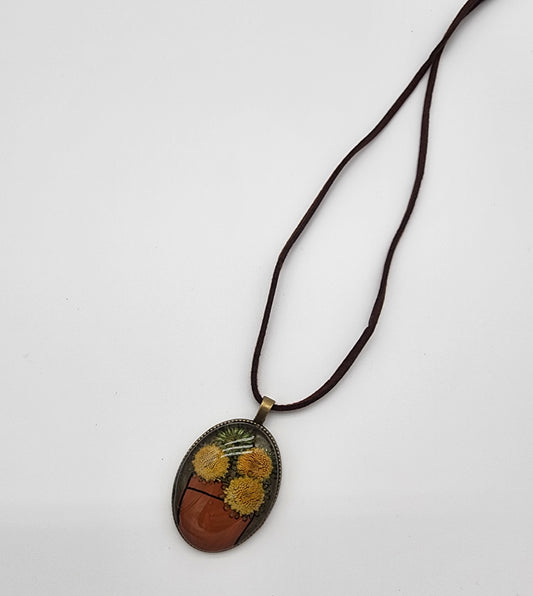Oil Painting Pressed Flower Necklace