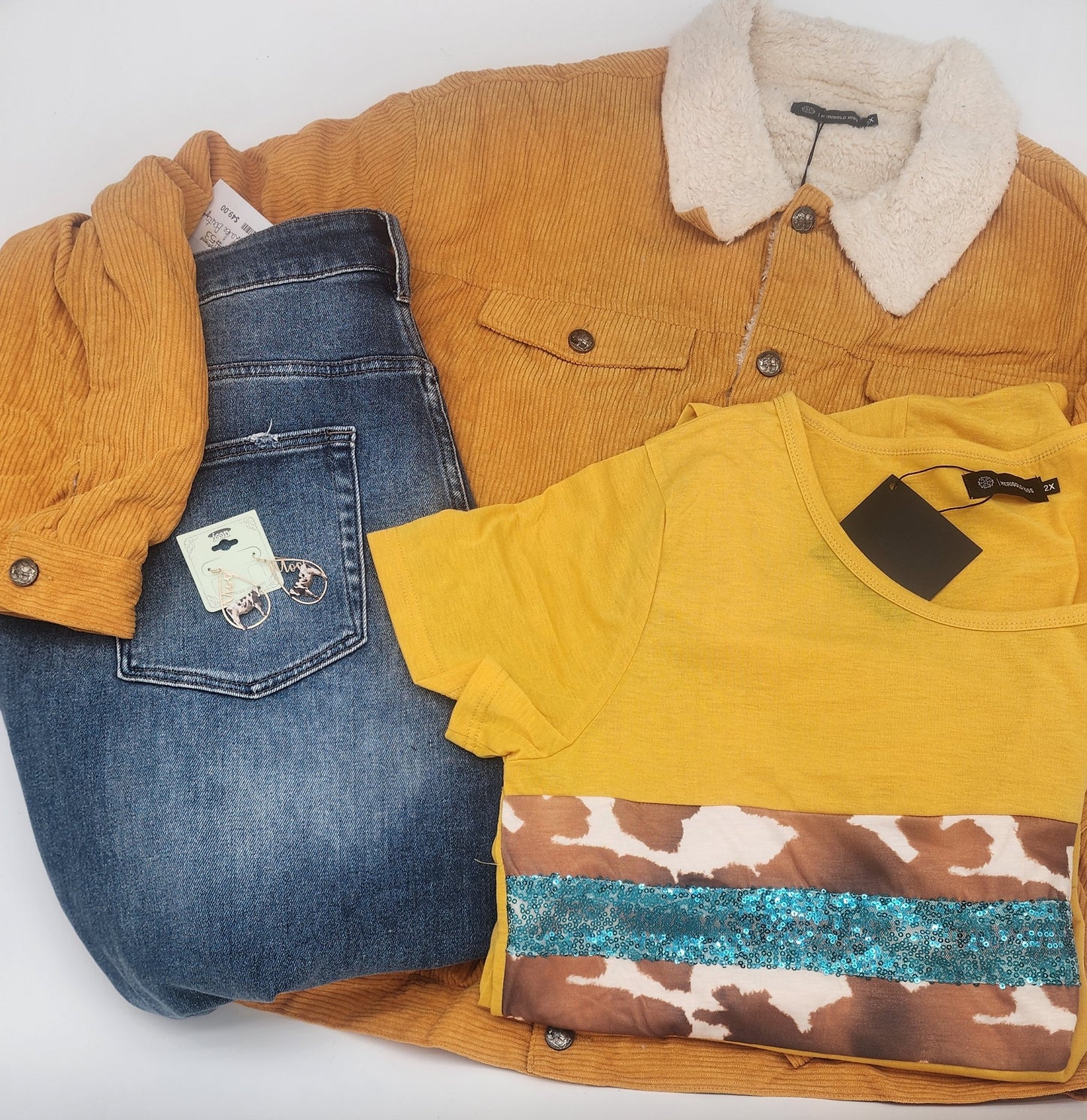 "Amanda" Yellow Cow Print T Shirt