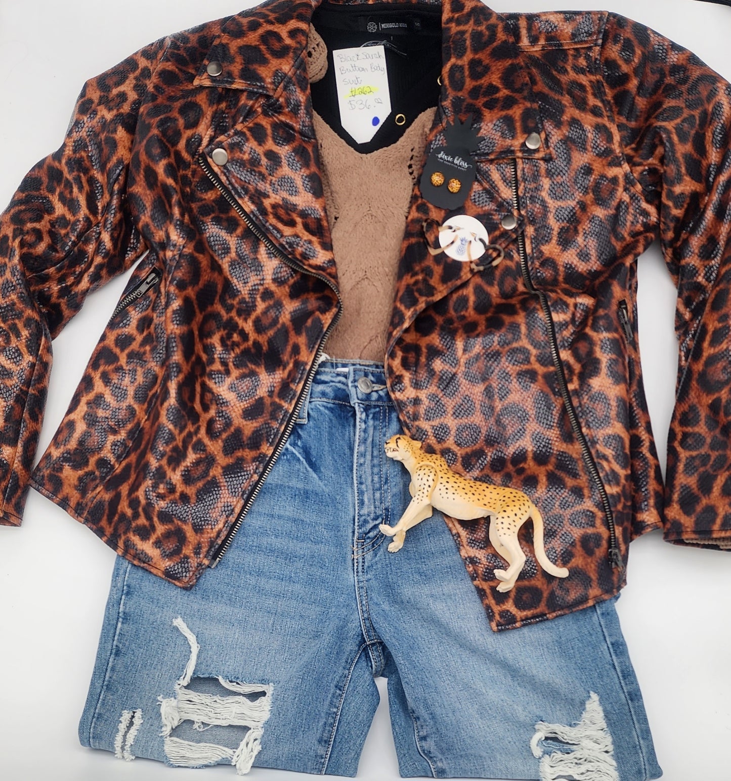 "Robin" Cheetah Print Faux Leather Jacket