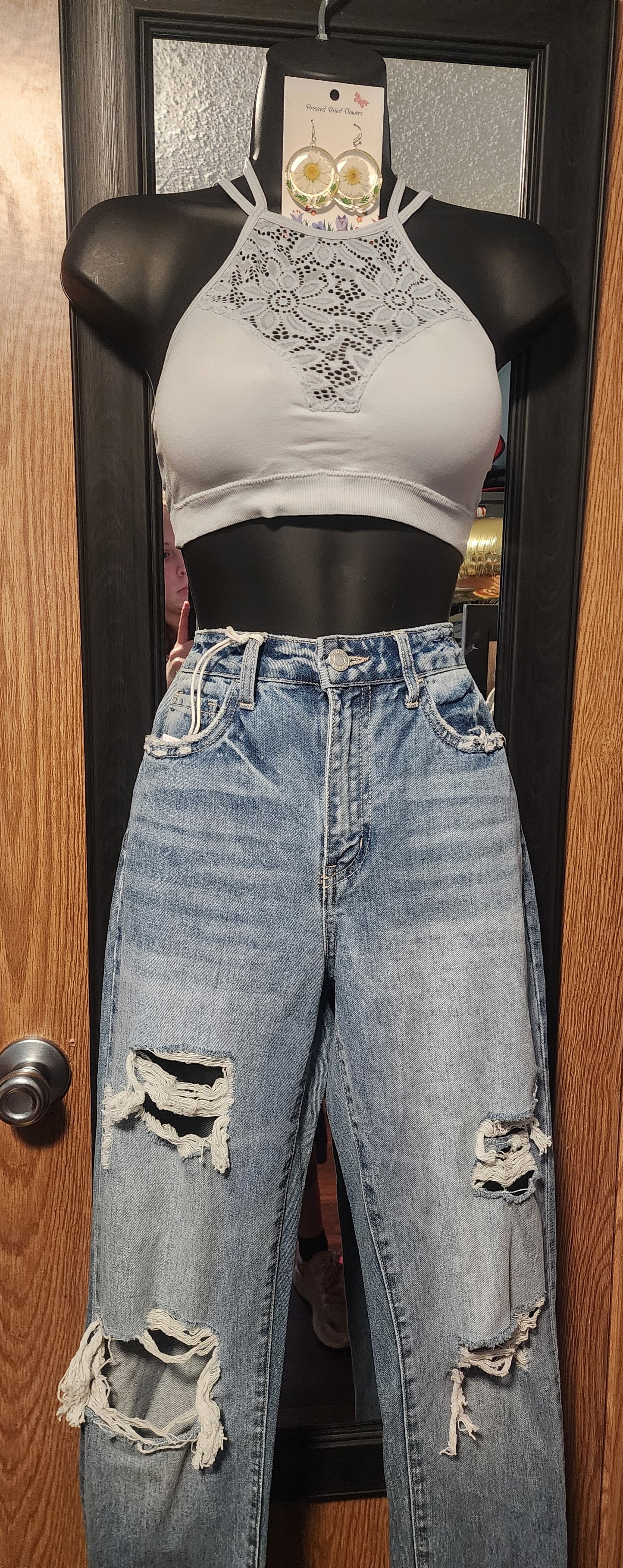 "Rachel" Grey Floral Bralette