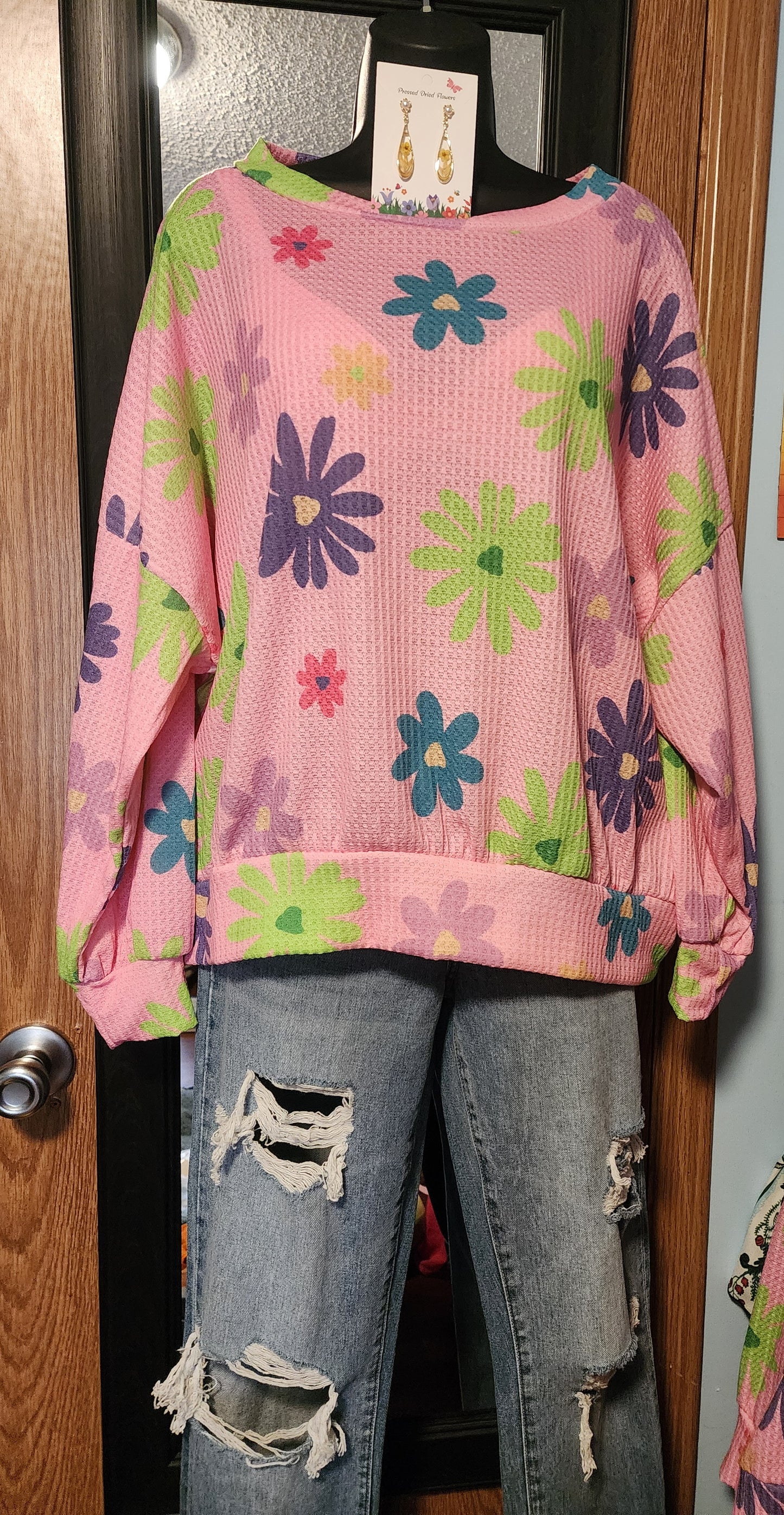 "Hopie" Pink Floral Oversized Top