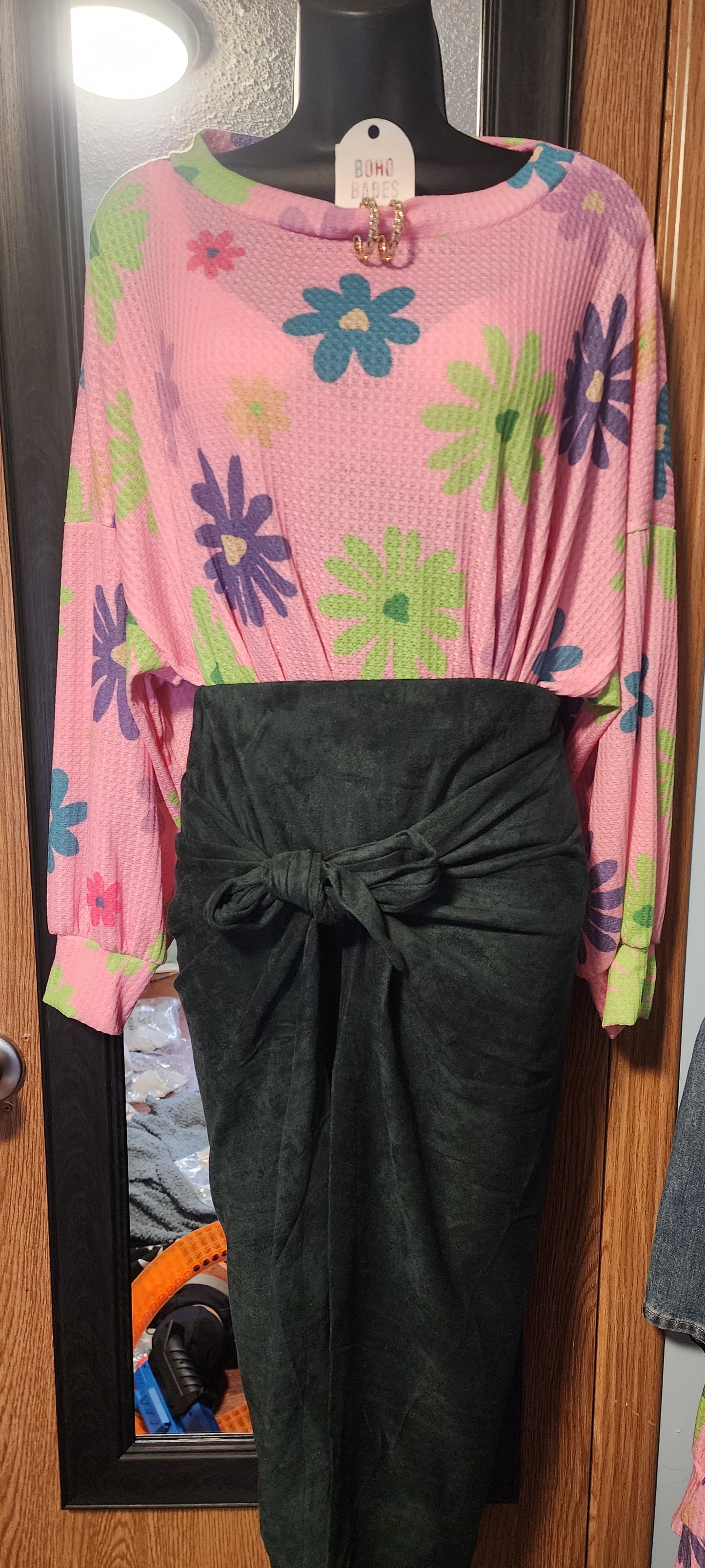 "Hopie" Pink Floral Oversized Top