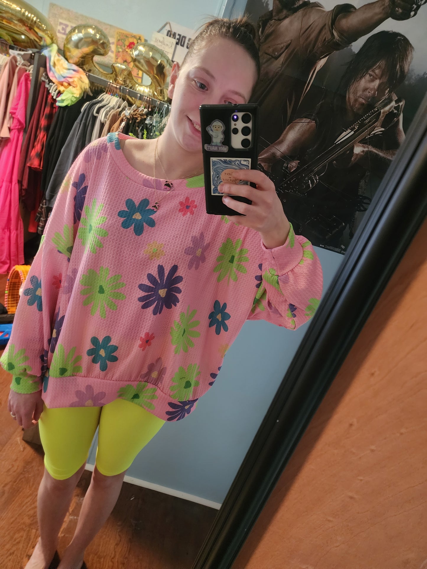 "Hopie" Pink Floral Oversized Top