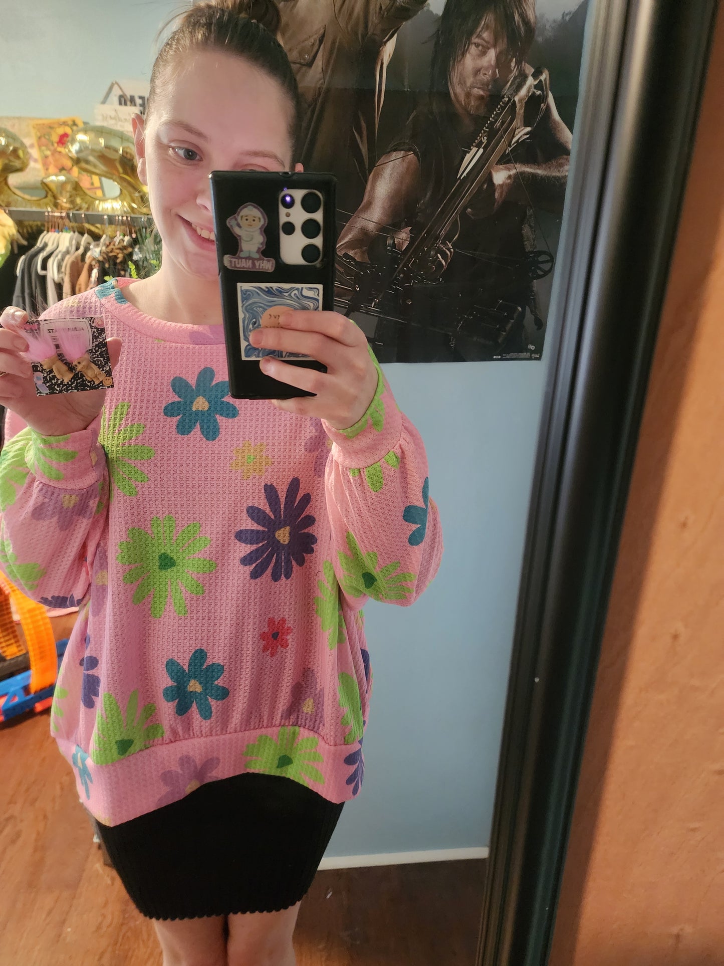 "Hopie" Pink Floral Oversized Top