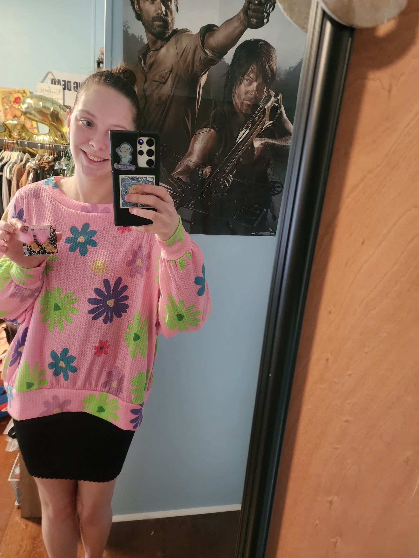 "Hopie" Pink Floral Oversized Top