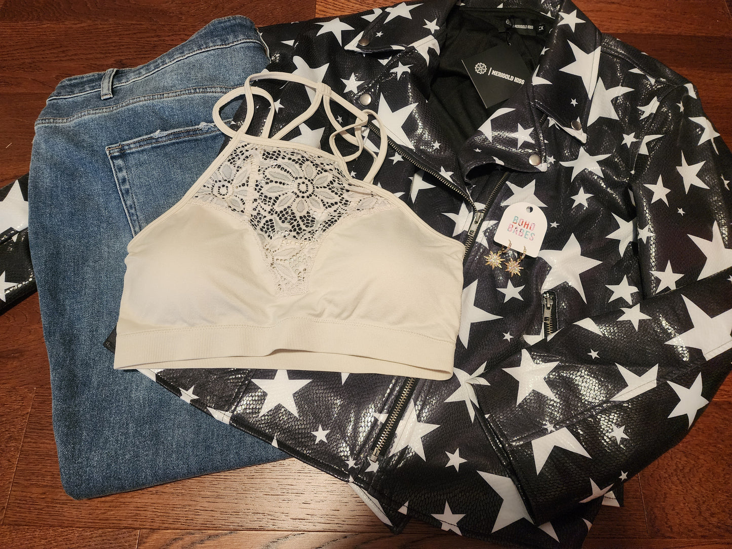 "Rachel" Bone White Floral Bralette