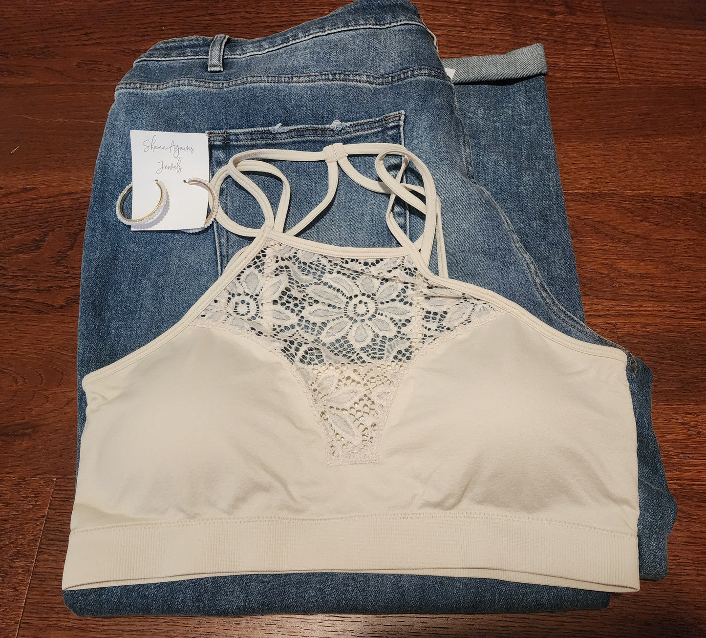 "Rachel" Bone White Floral Bralette