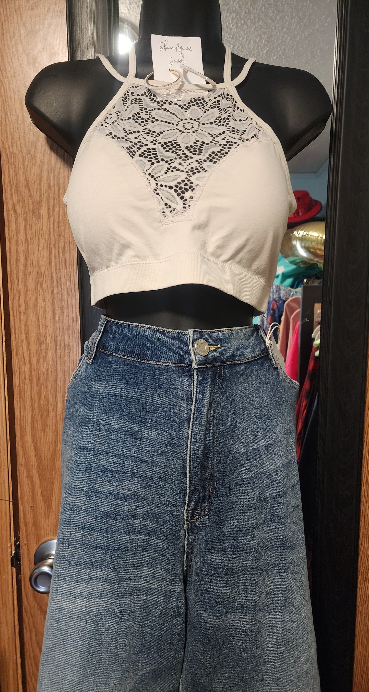 "Rachel" Bone White Floral Bralette