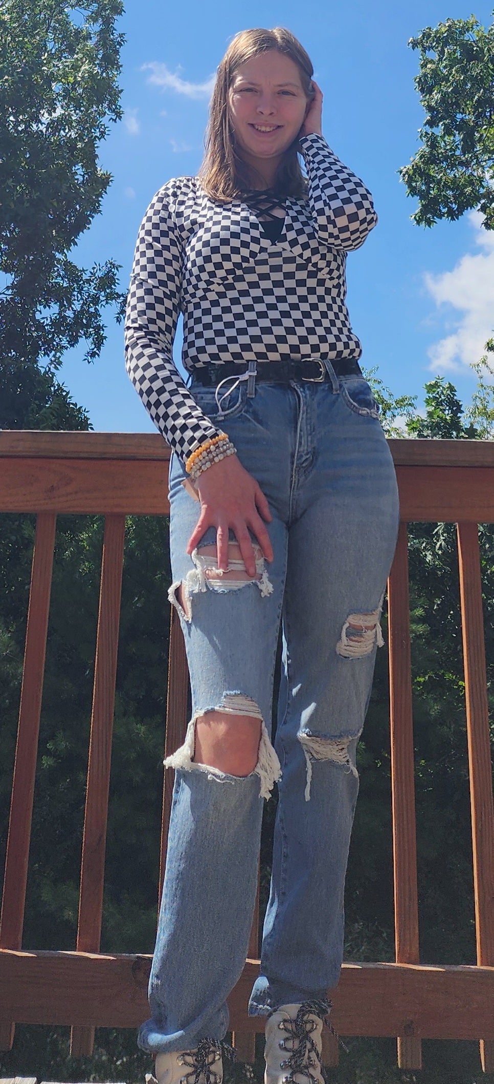 Checkerboard Print Bodysuit