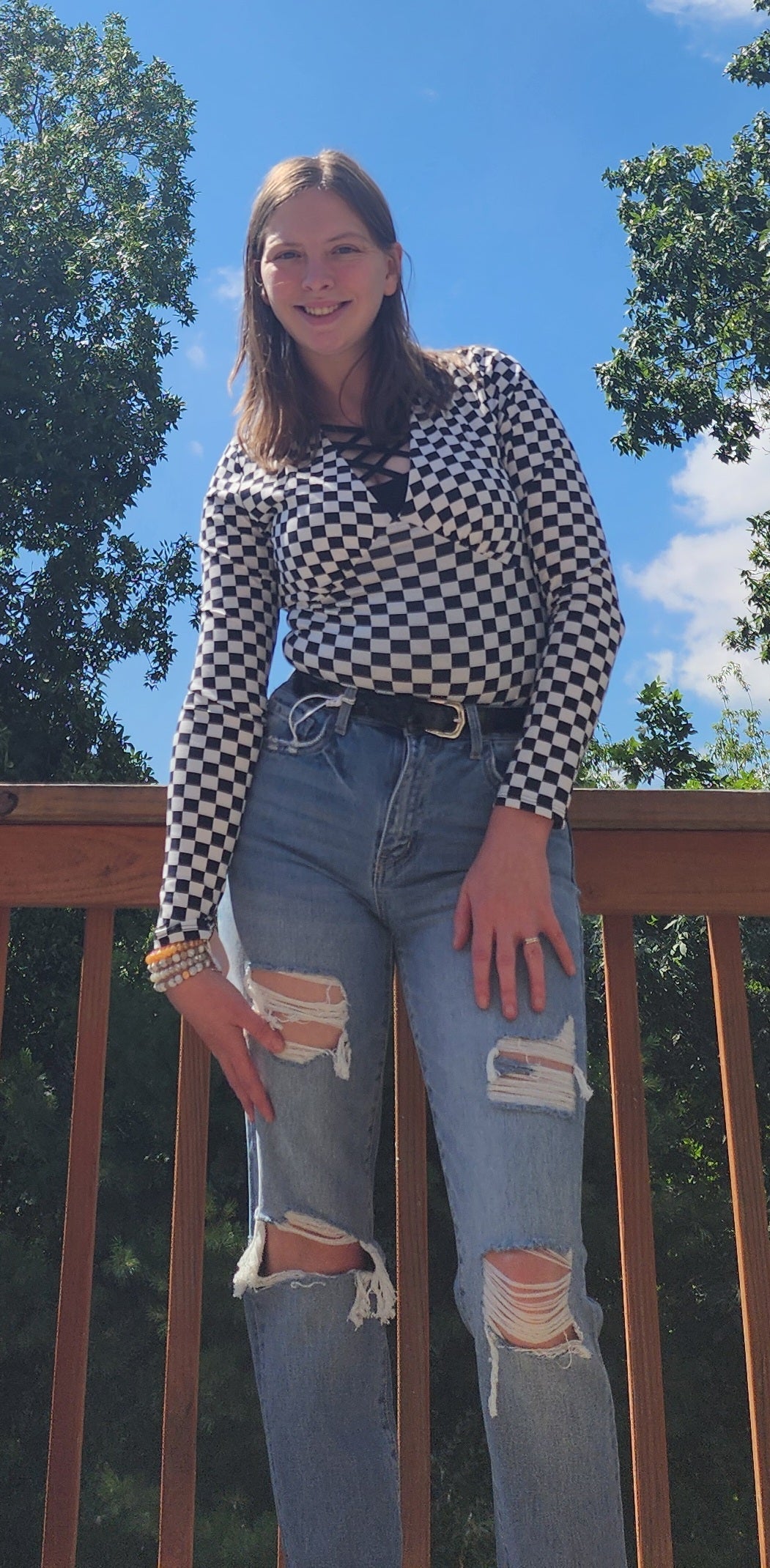 Checkerboard Print Bodysuit