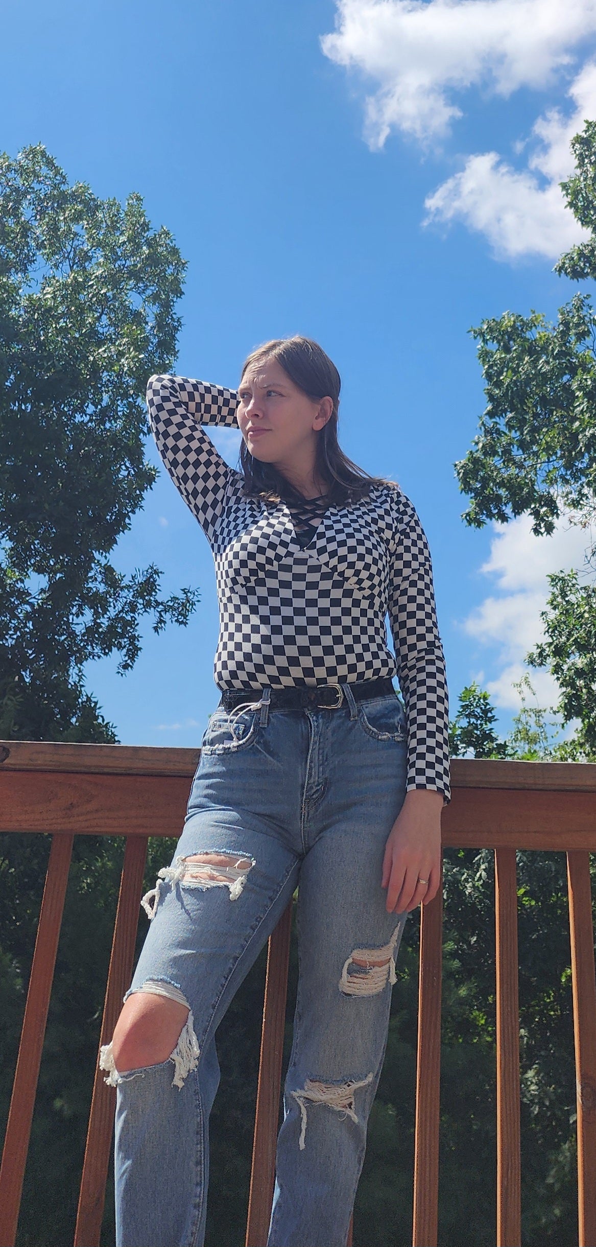 Checkerboard Print Bodysuit