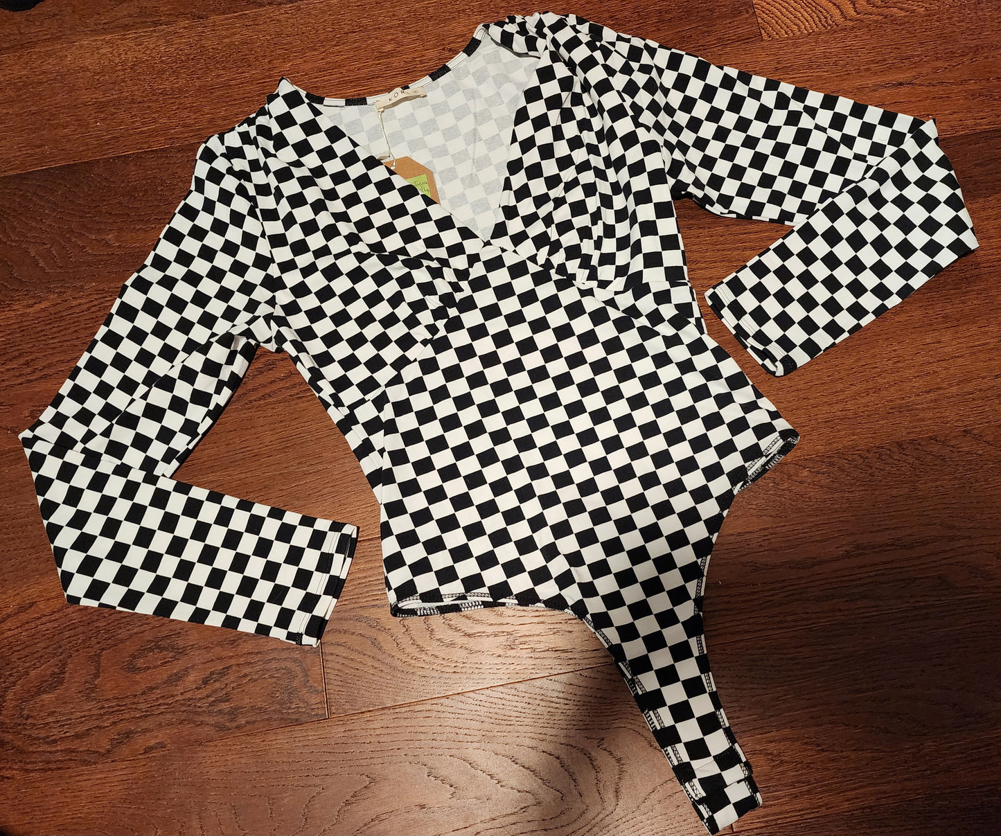 Checkerboard Print Bodysuit