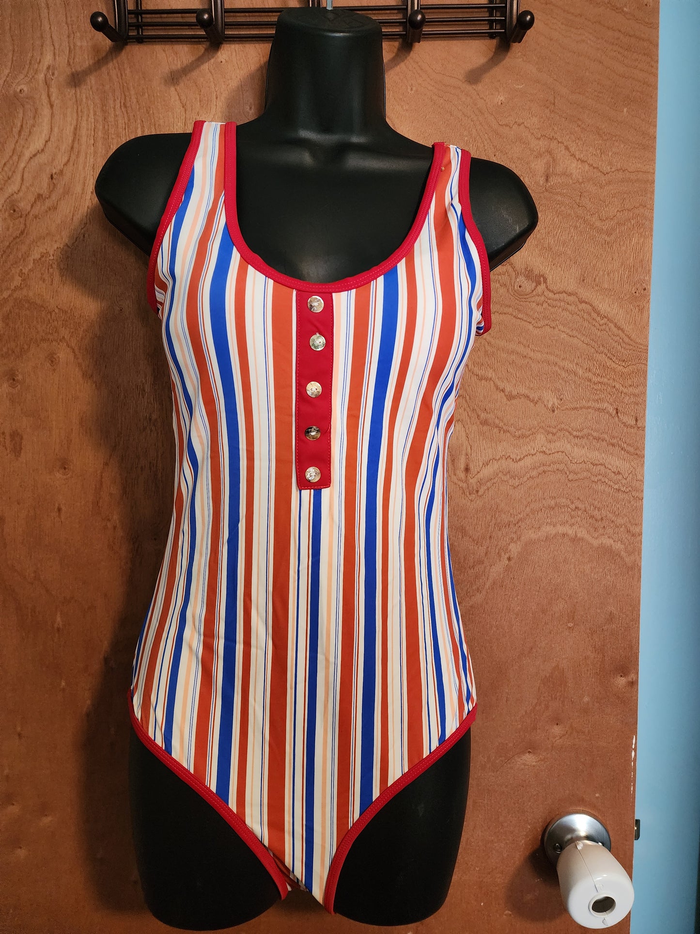 Striped One Piece Bathing Suit