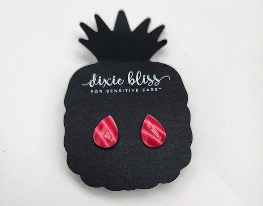 Hot Pink and Red Teardrop Earrings