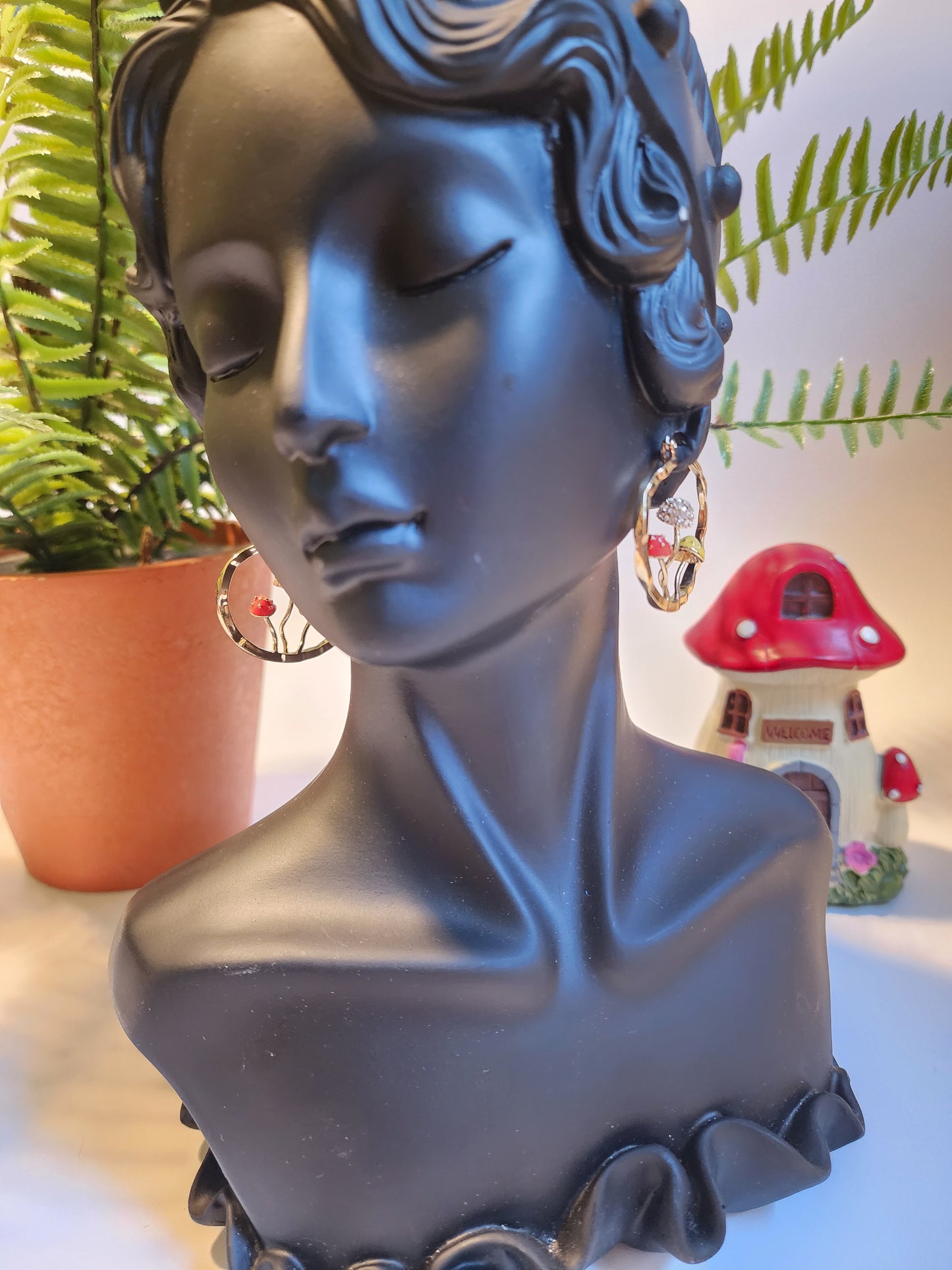 Mushroom Hoop Earrings