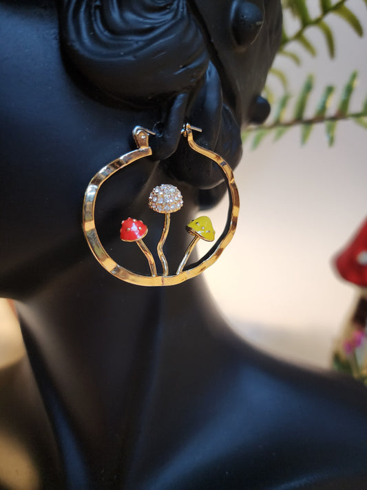 Mushroom Hoop Earrings