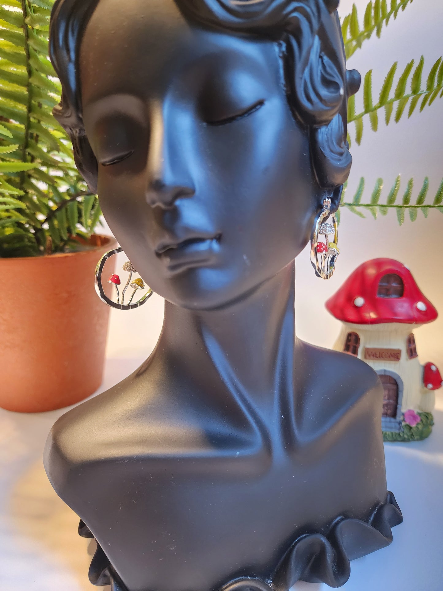 Mushroom Hoop Earrings