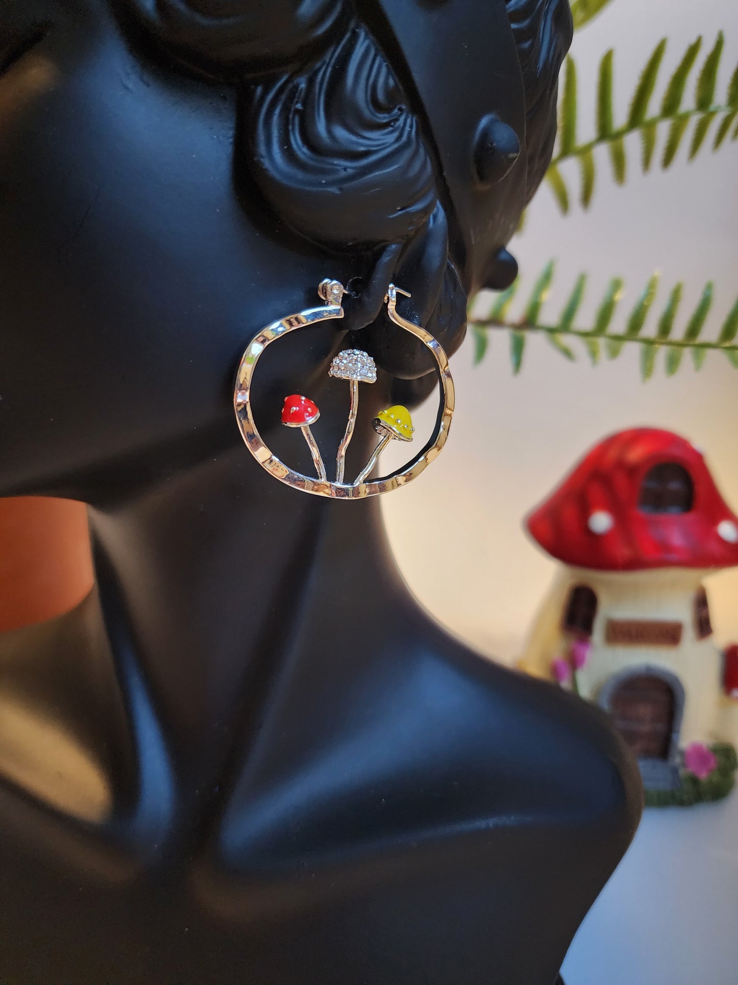 Mushroom Hoop Earrings