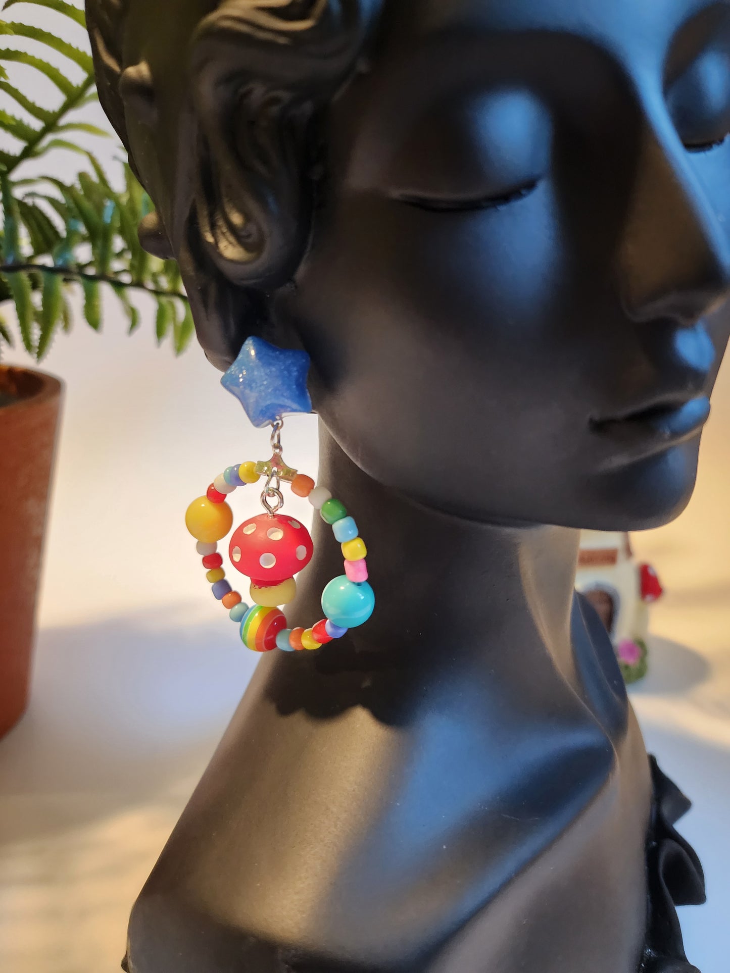 Rainbow Mushroom Earrings