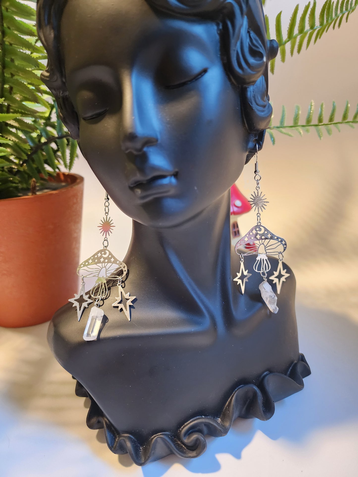 Silver Mushroom Earrings