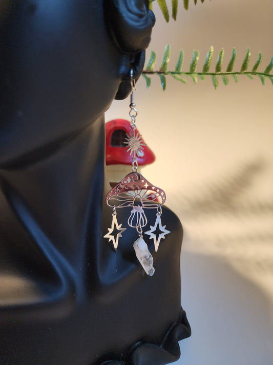 Silver Mushroom Earrings