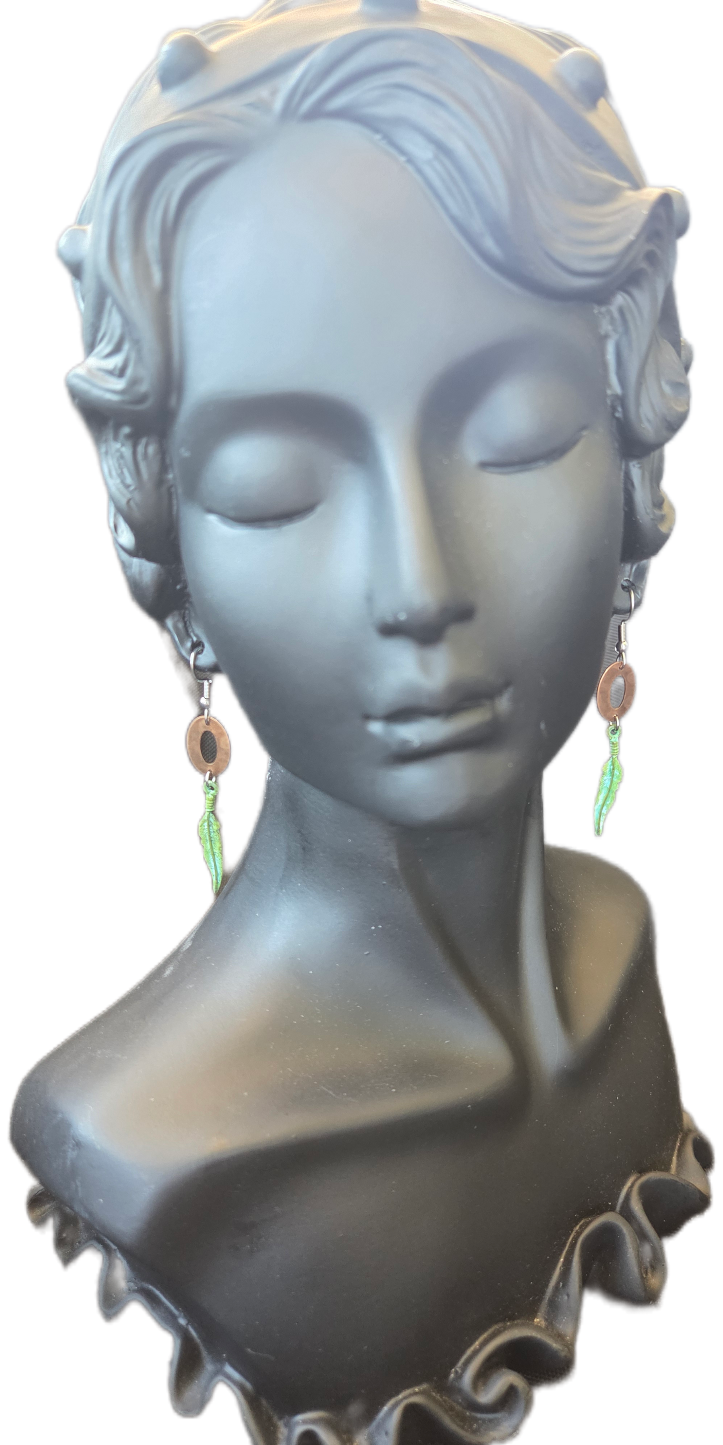 Small Feather Patina Earrings