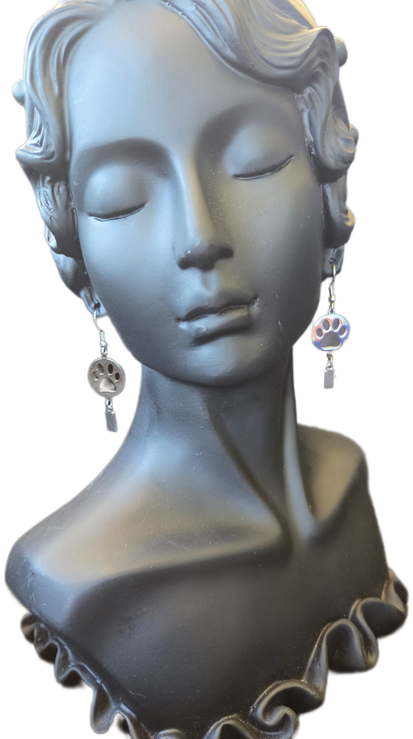 Stainless Steel Paw Print Earrings
