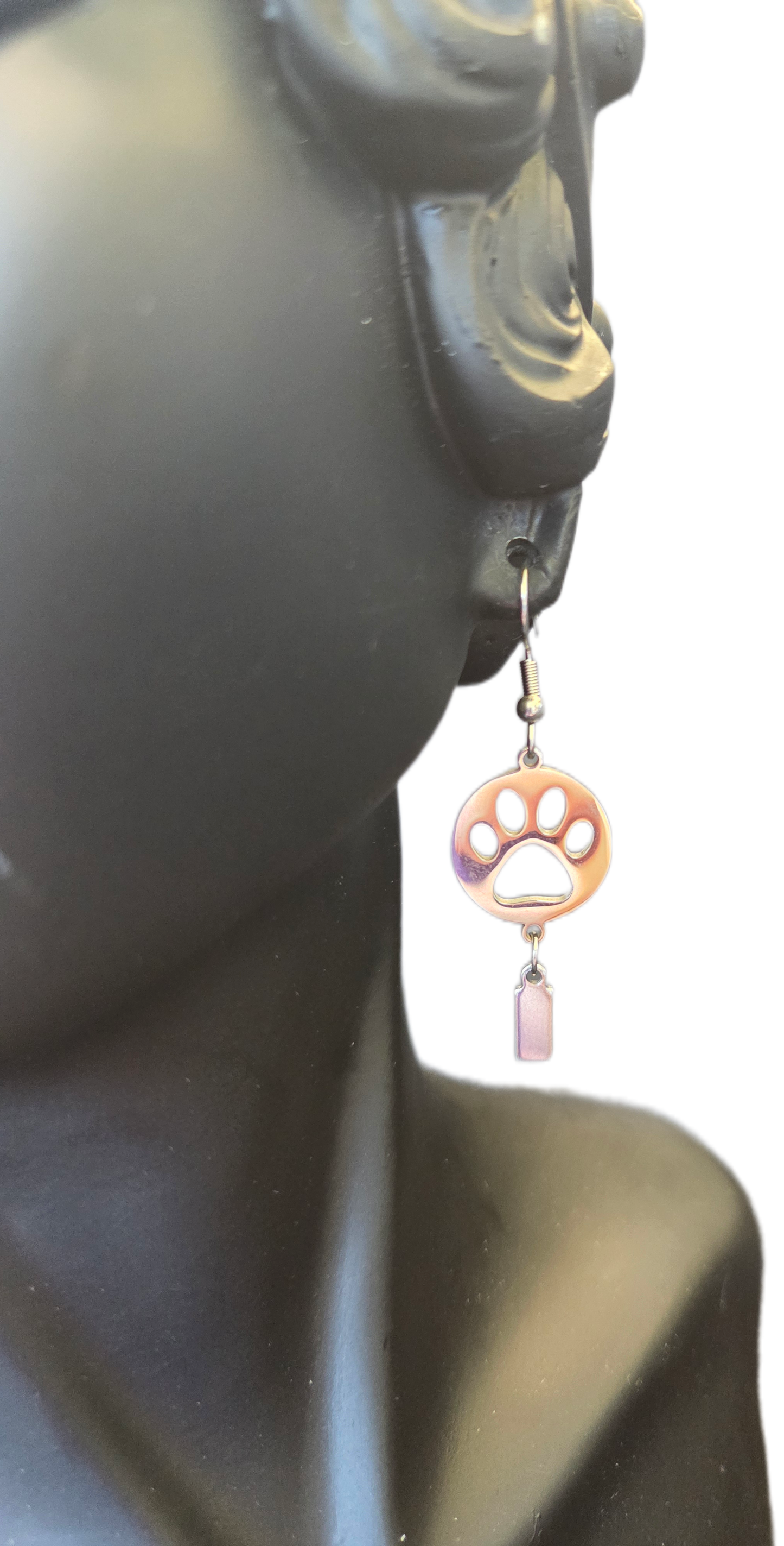 Stainless Steel Paw Print Earrings