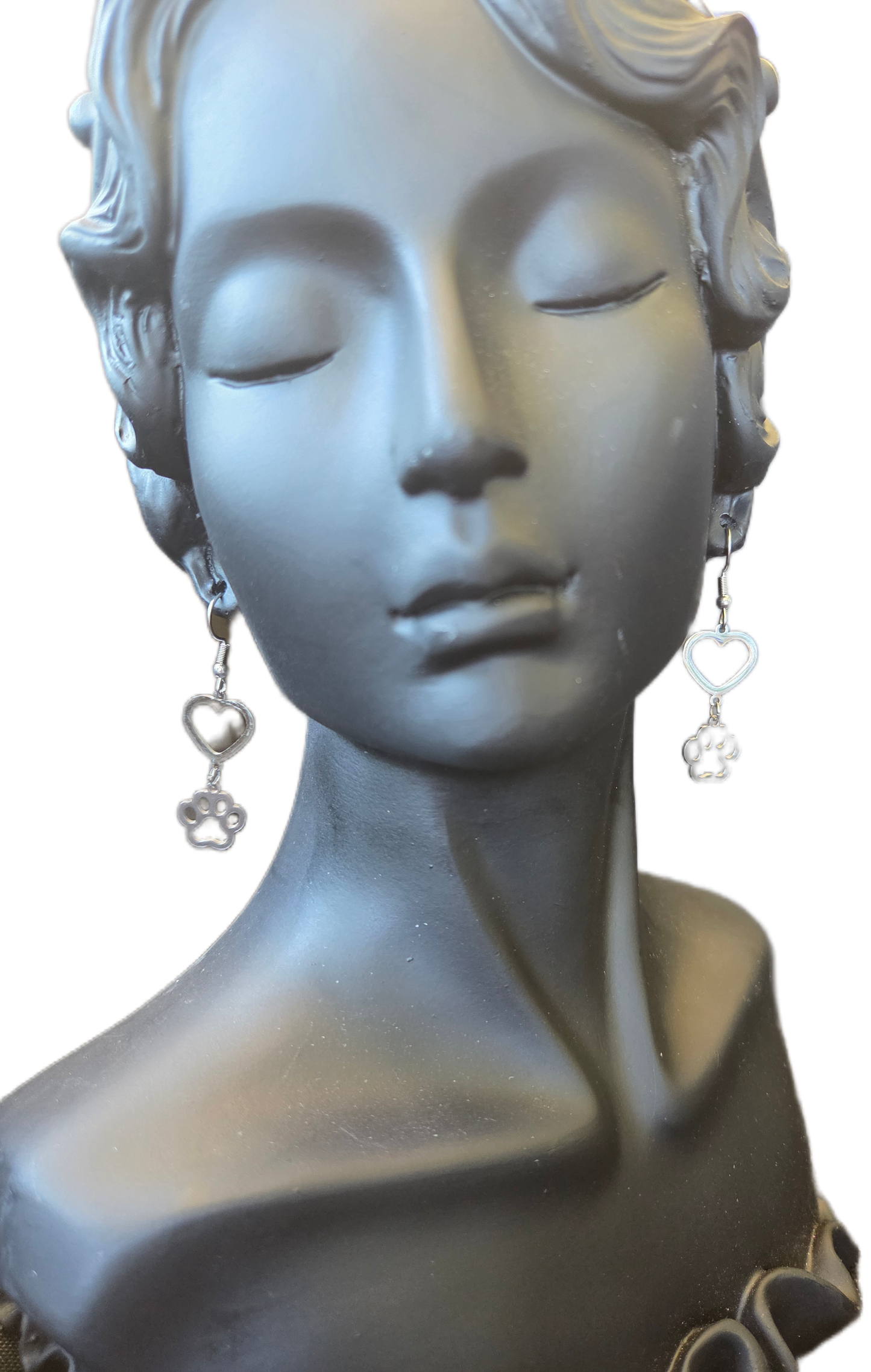 Stainless Steel Paw Print Earrings
