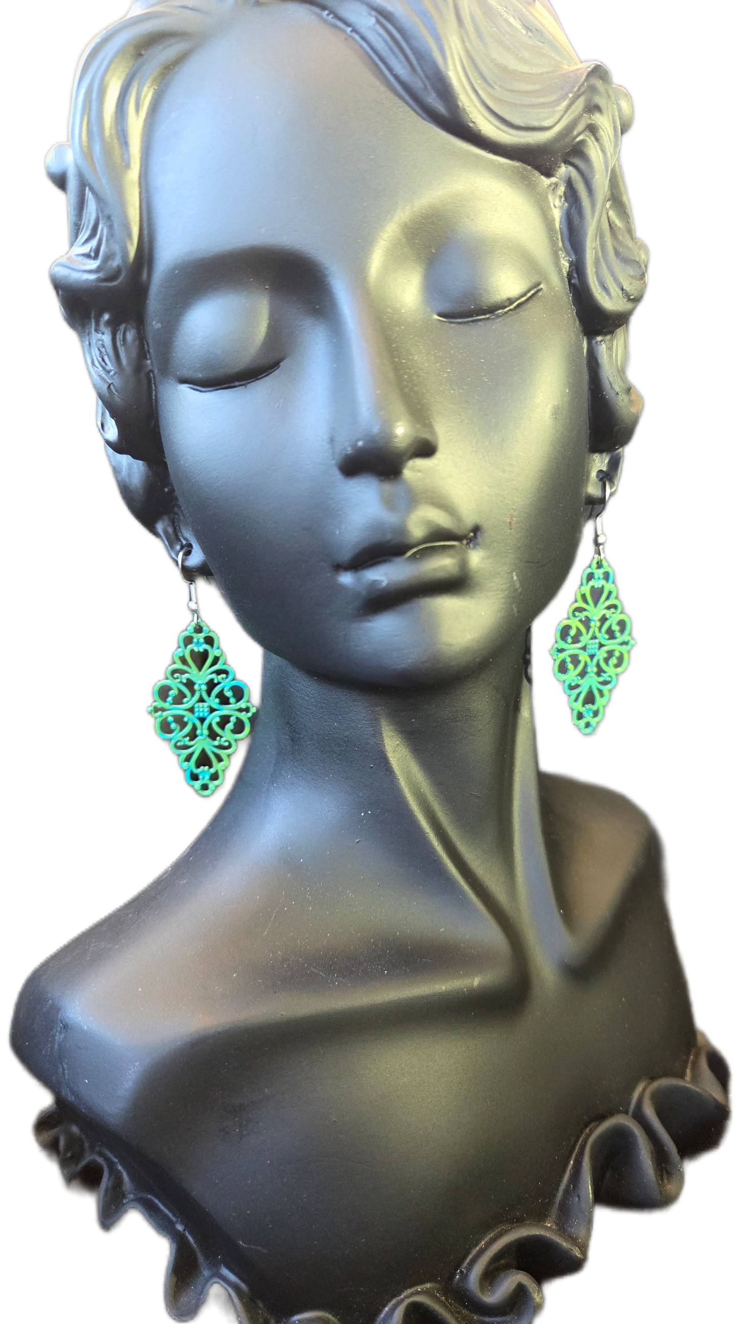 Brass Filigree Patina Earrings