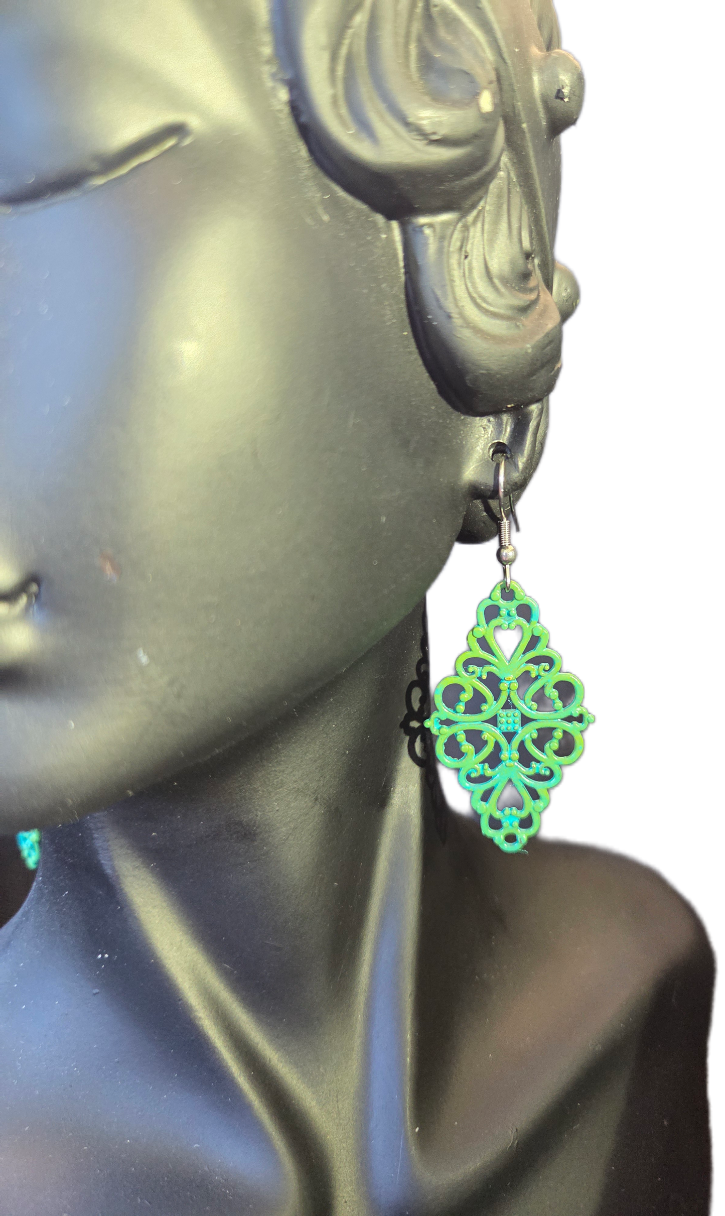 Brass Filigree Patina Earrings