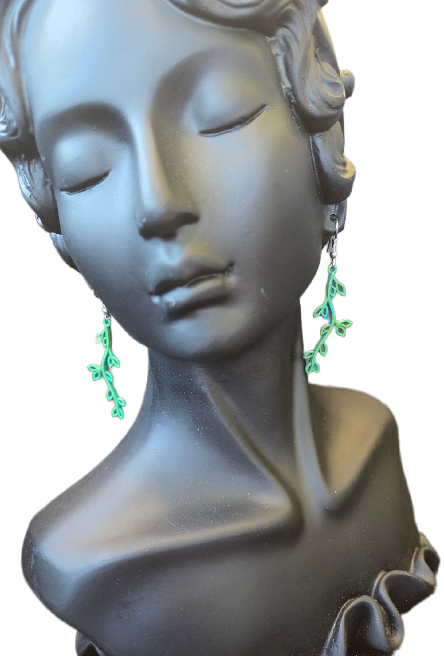 Patina Long Leafy Branch Earrings