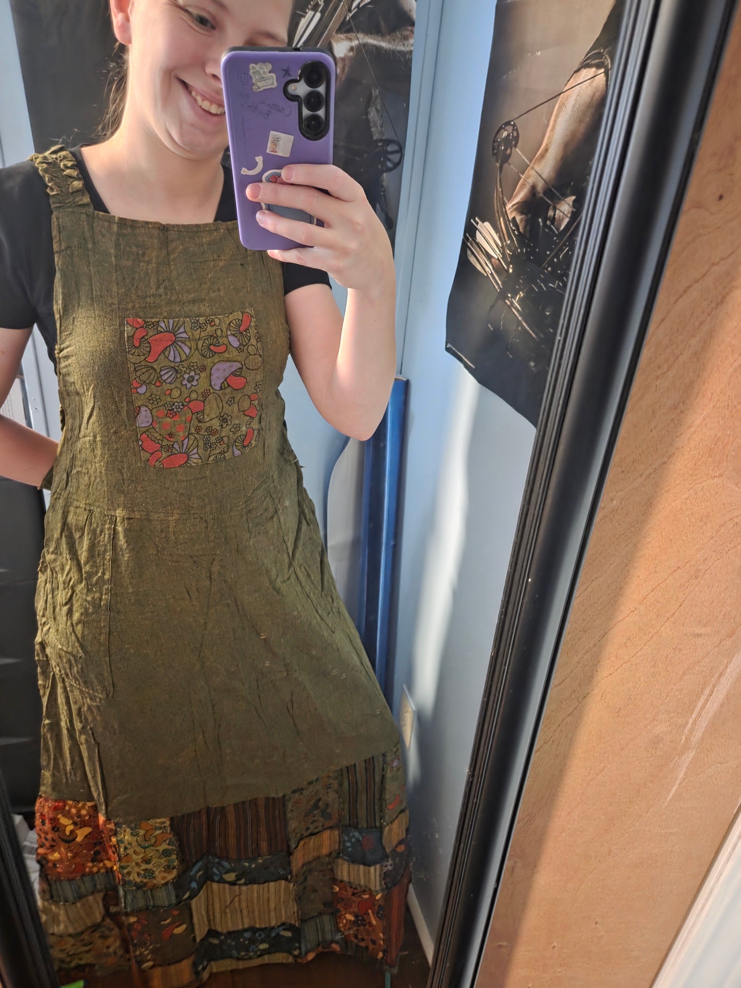 "Frizzle" Mushroom Overall Jumper Dress