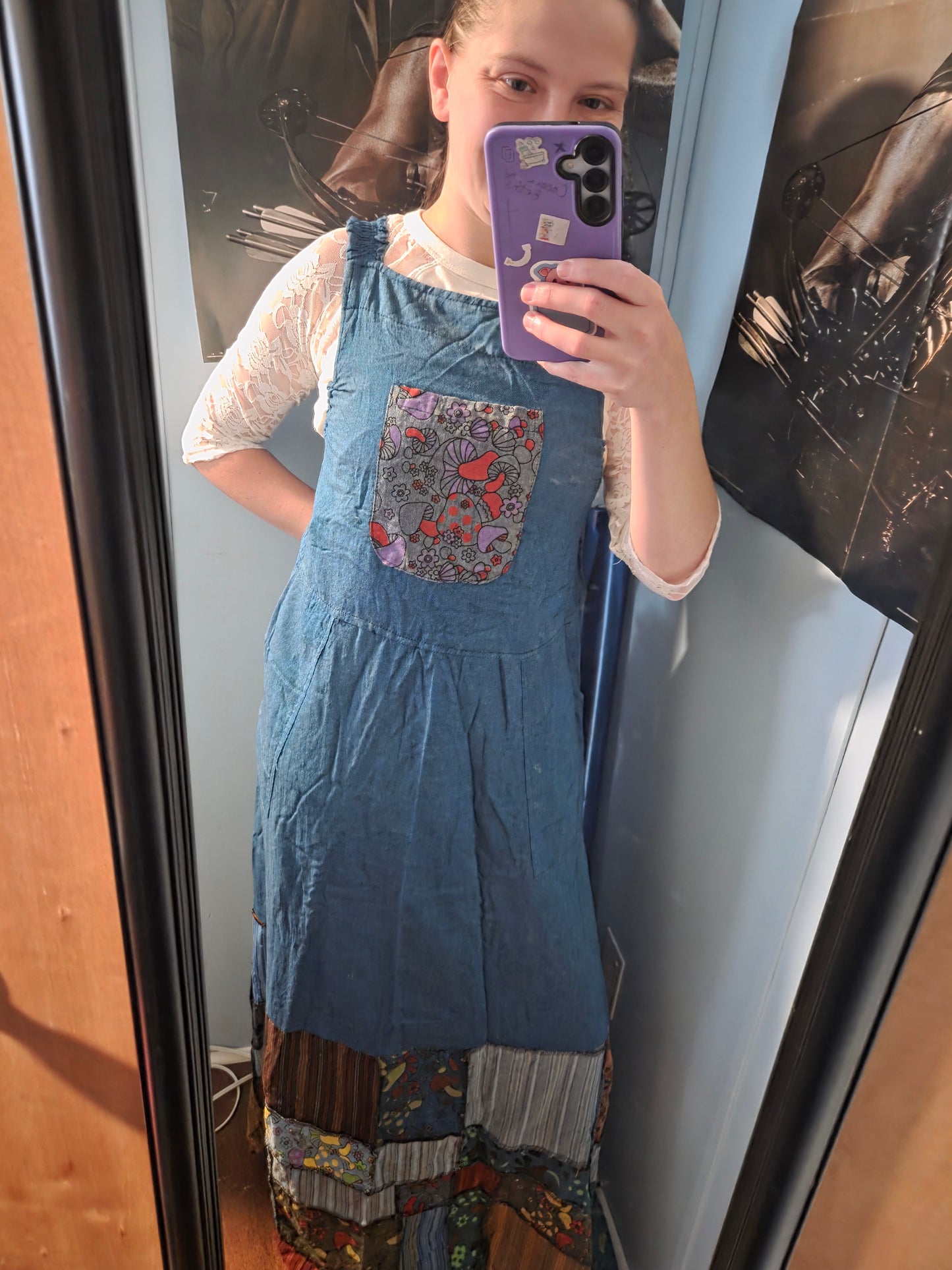 "Frizzle" Mushroom Overall Jumper Dress