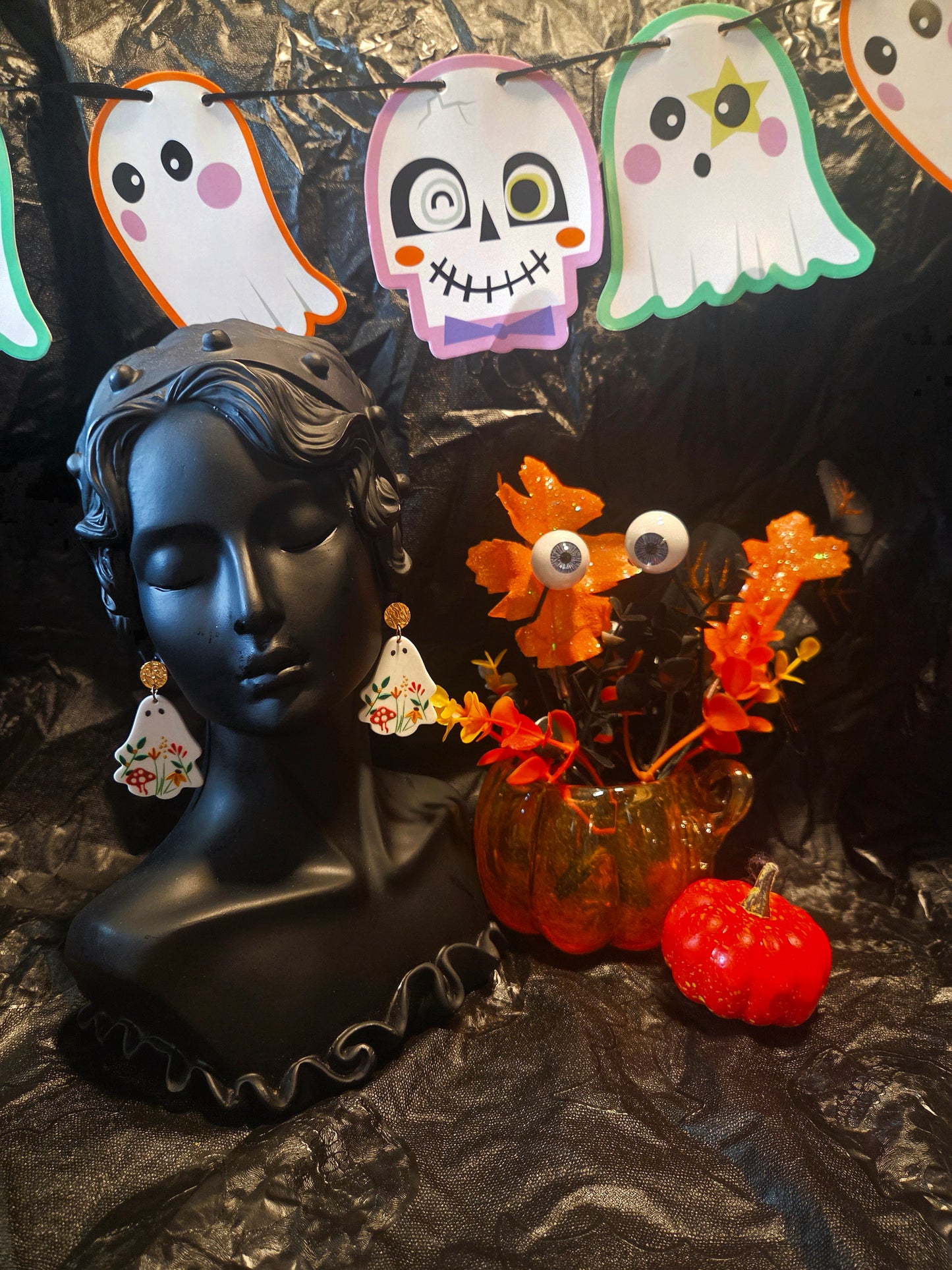 Fall Foilage Ghost Earrings