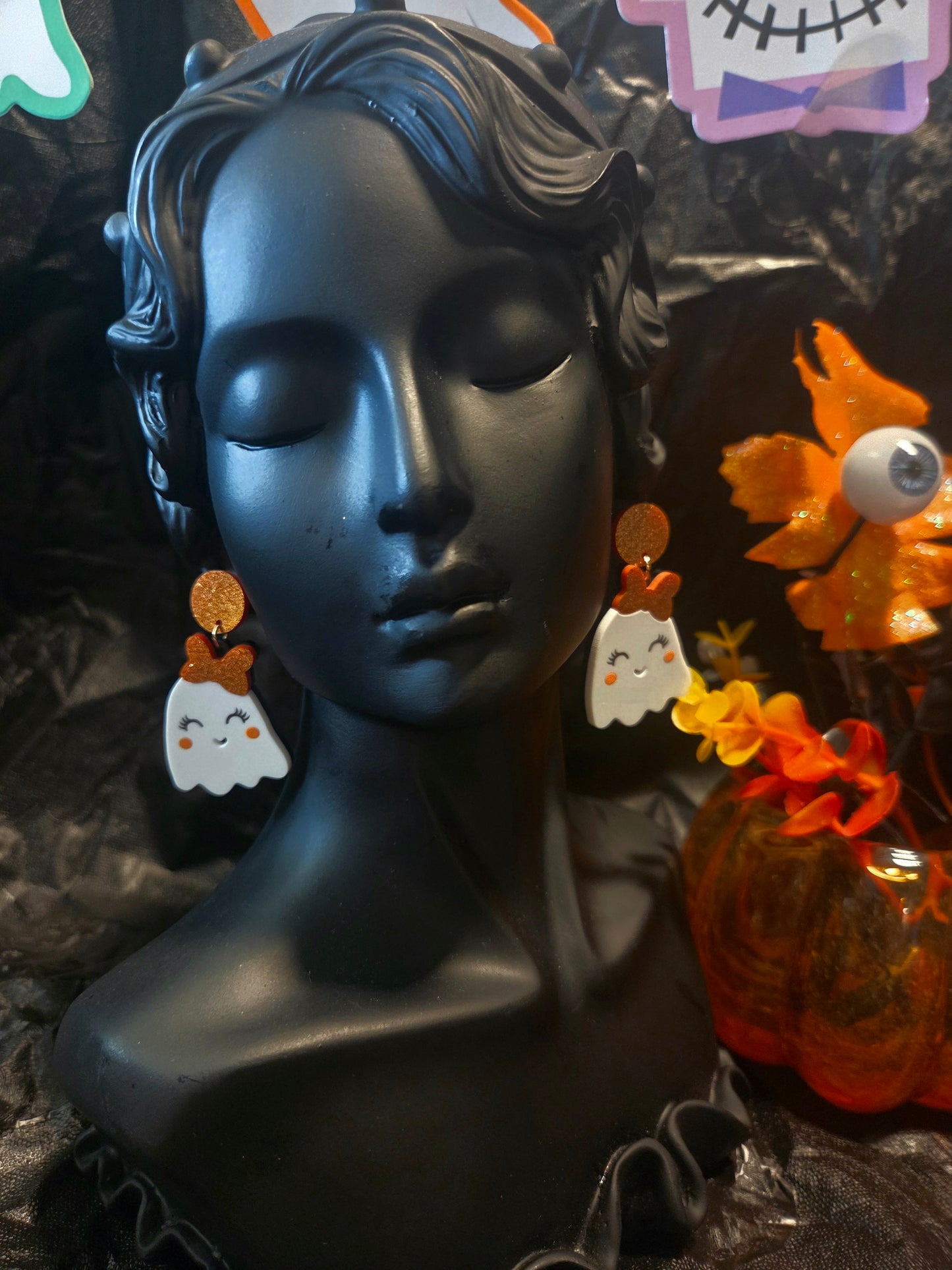 Shimmer Bow Ghost Earrings