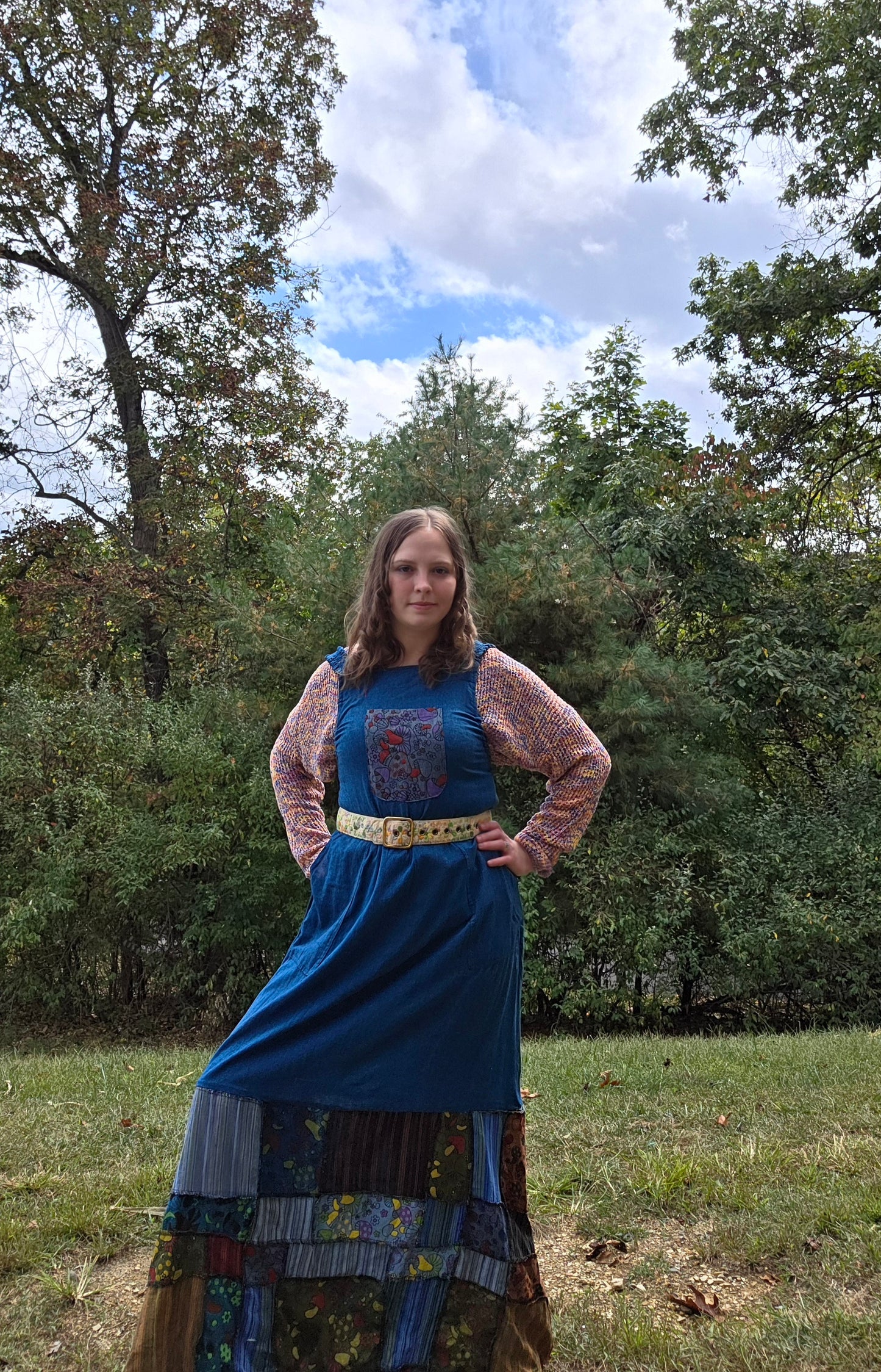 "Frizzle" Mushroom Overall Jumper Dress