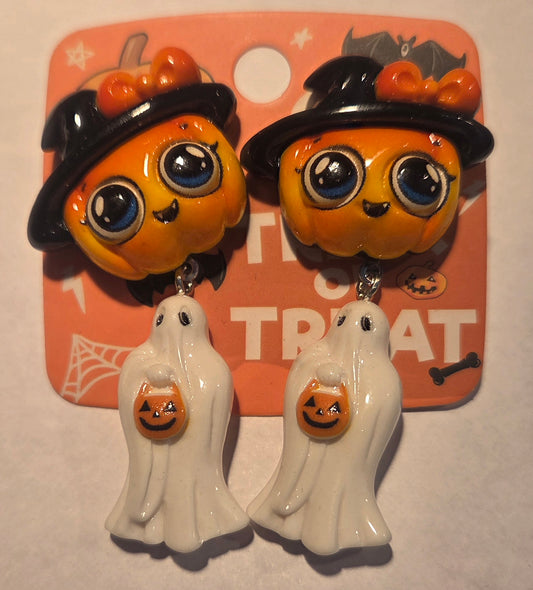 Pumpkin and Ghost Earrings