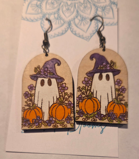 Handmade Pumpkin Patch Ghost Earrings