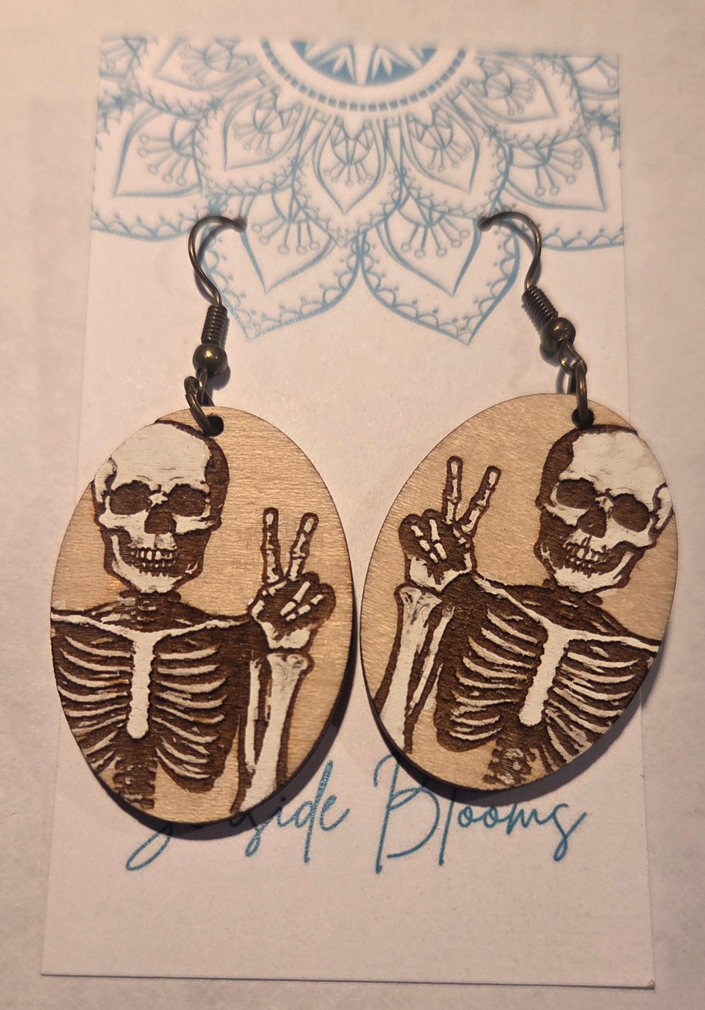 Peace Sign Skeleton Earrings