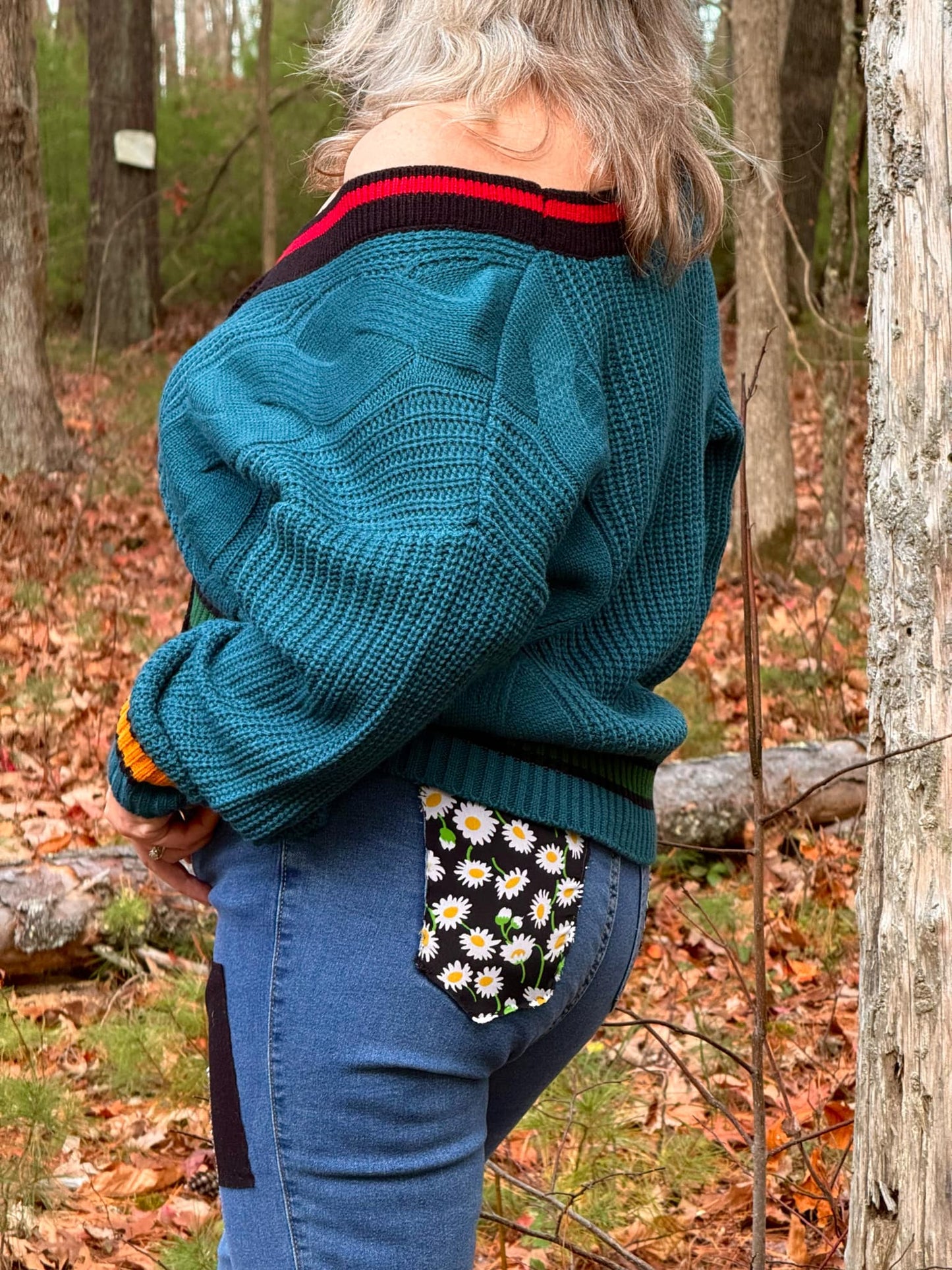 "Samantha" Teal Colorblock Sweater- Plus