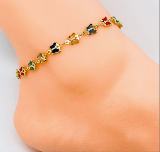Rainbow Butterfly Anklet