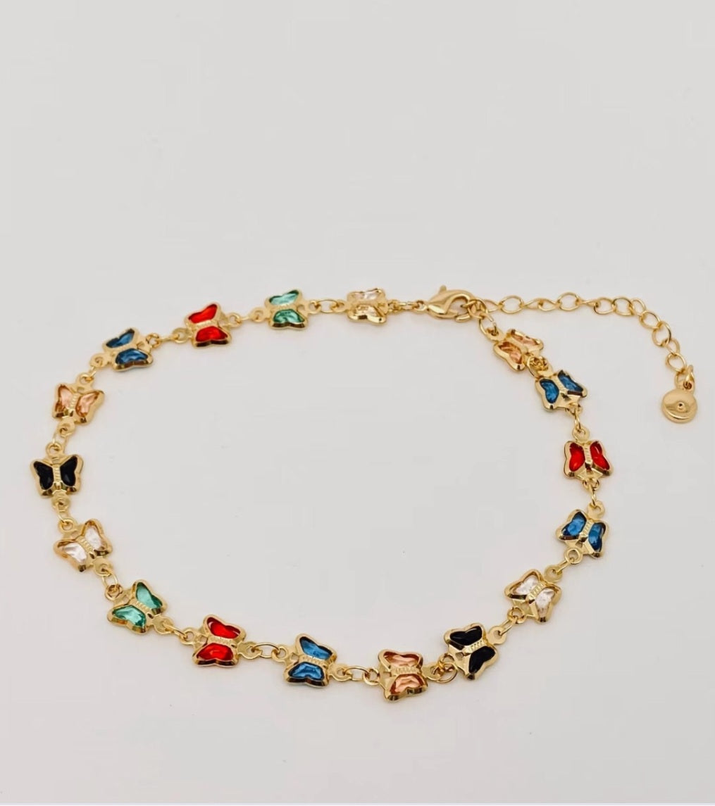 Rainbow Butterfly Anklet