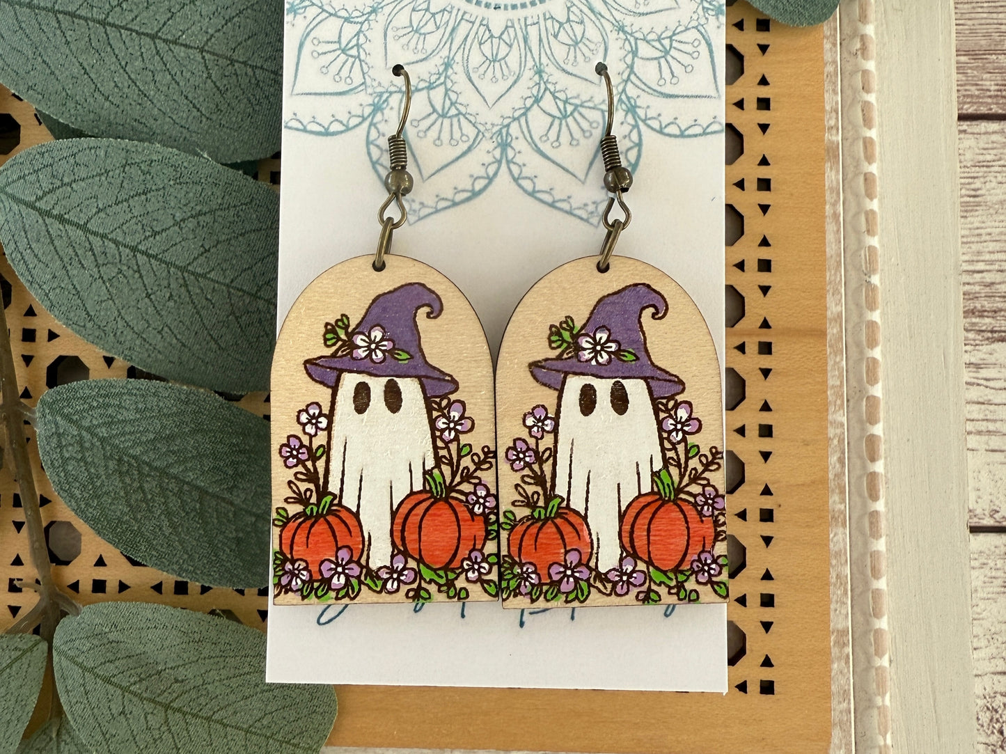 Handmade Pumpkin Patch Ghost Earrings